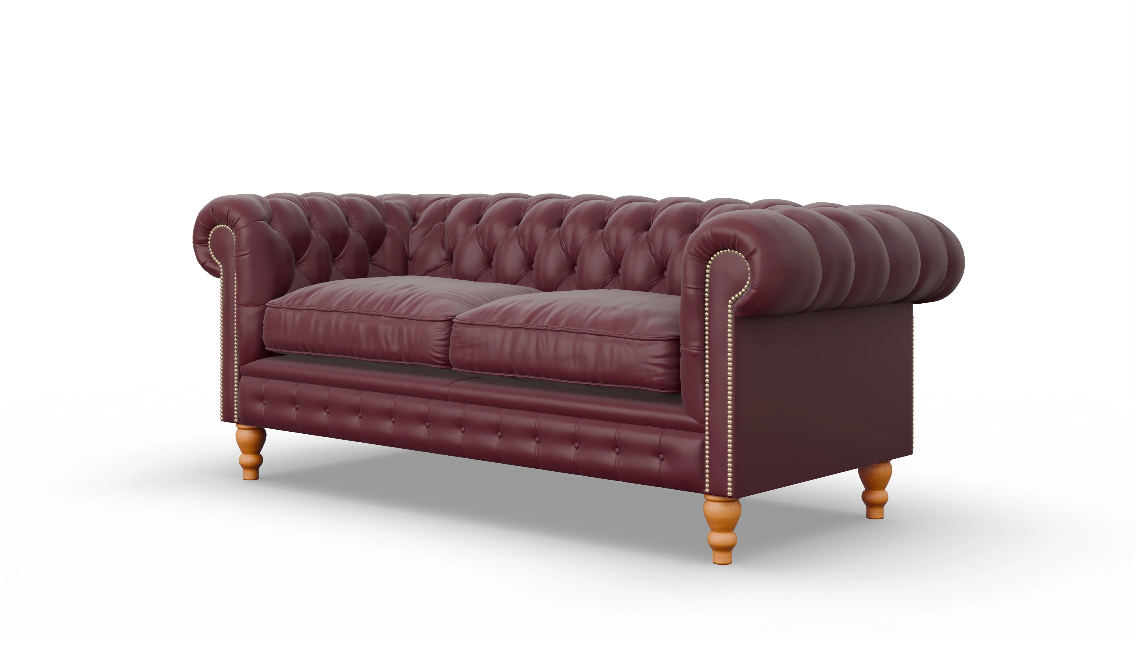 Chesterfield Sofa Russel Ansicht des Produktes Russel 3-Sitzer in Leder rot