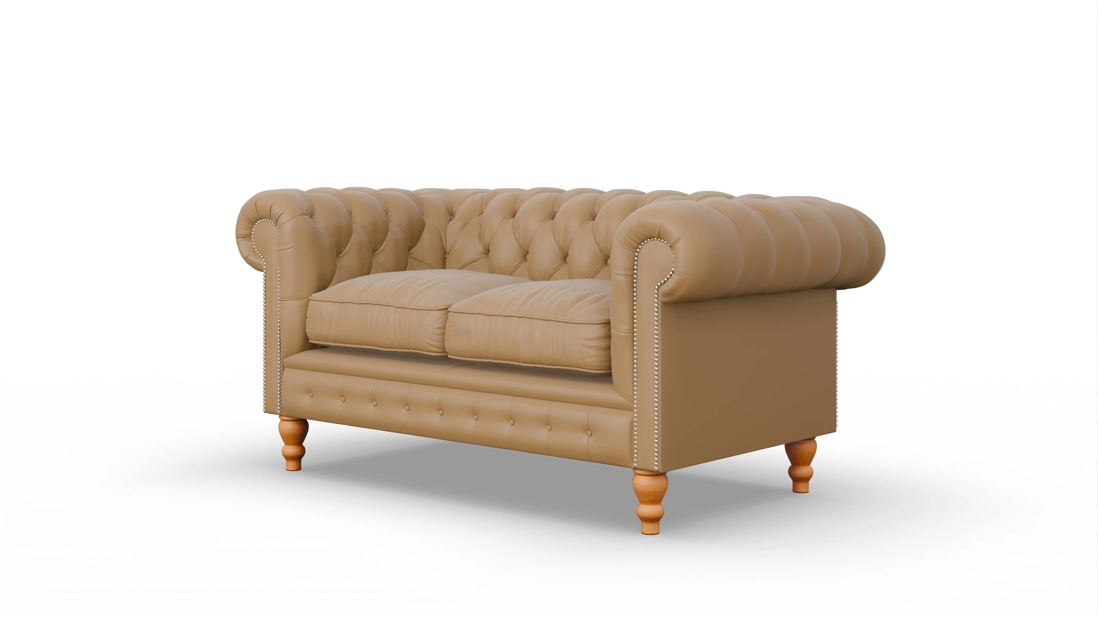 Chesterfield Sofa Russel Ansicht des Produktes Russel 2-Sitzer in Leder gelb