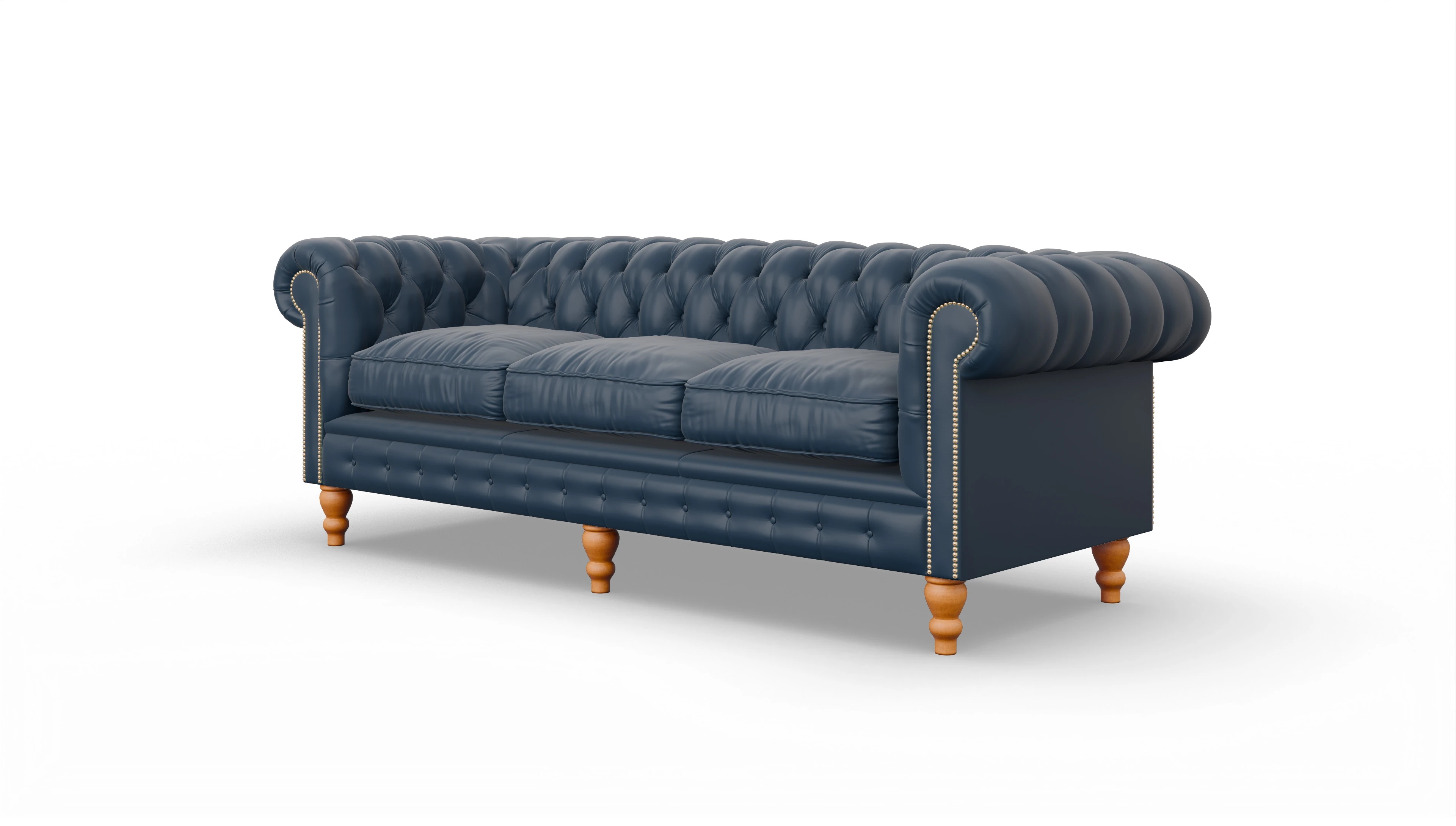 Chesterfield Sofa Russel Ansicht des Produktes Russel 3,5-Sitzer in Leder blau
