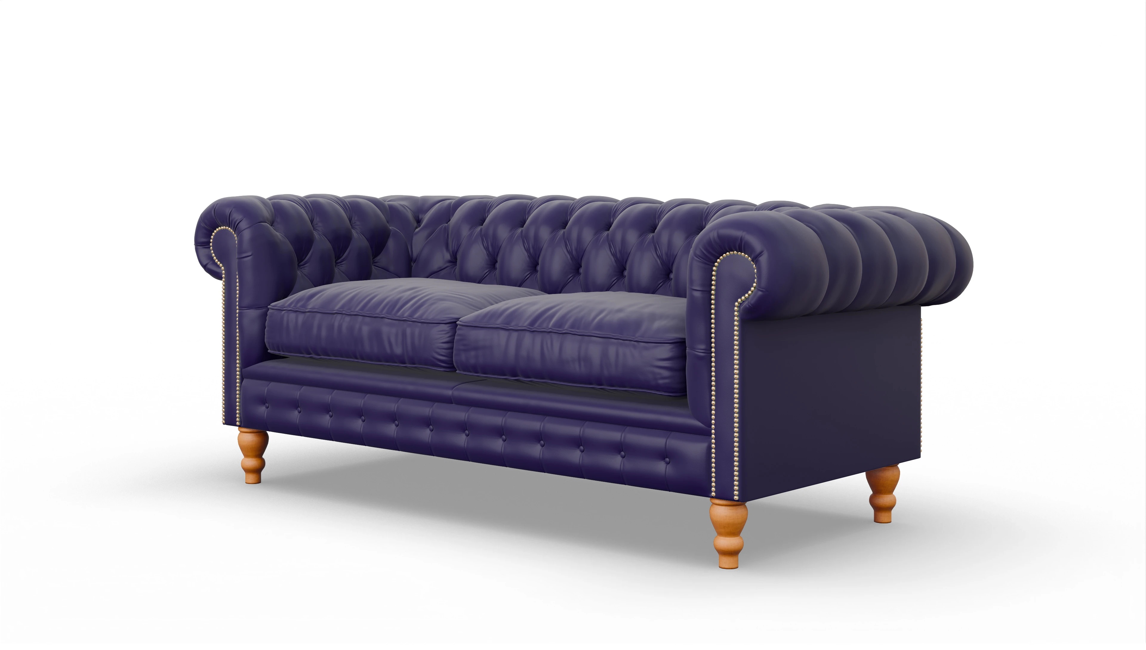 Chesterfield Sofa Russel Ansicht des Produktes Russel 3-Sitzer in Leder blau