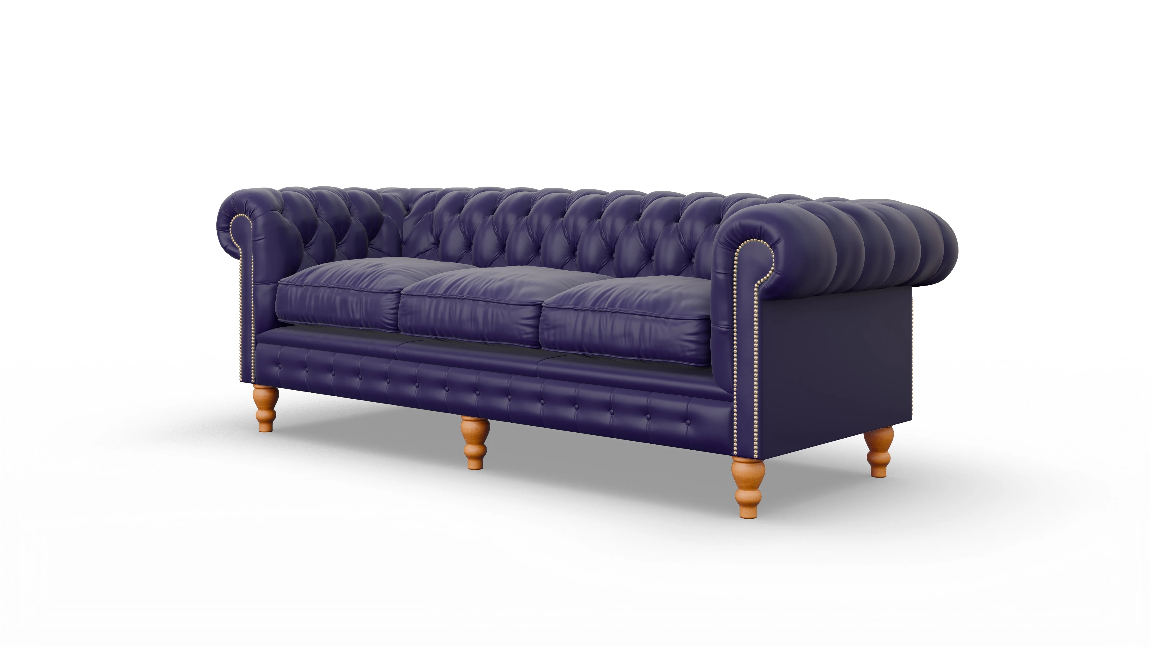 Chesterfield Sofa Russel Ansicht des Produktes Russel 3,5-Sitzer in Leder blau
