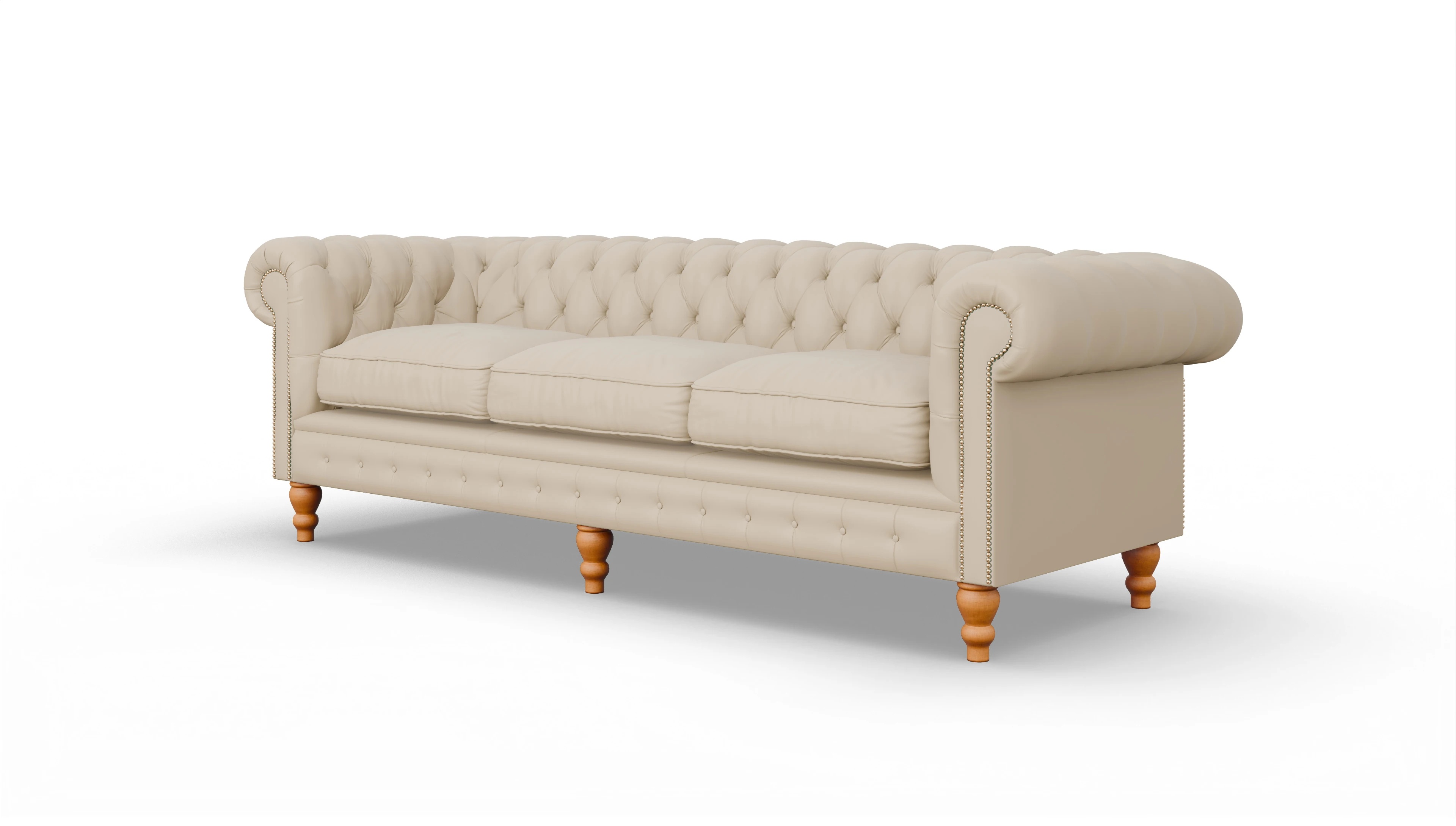 Chesterfield Sofa Russel Ansicht des Produktes Russel 4-Sitzer in Leder beige