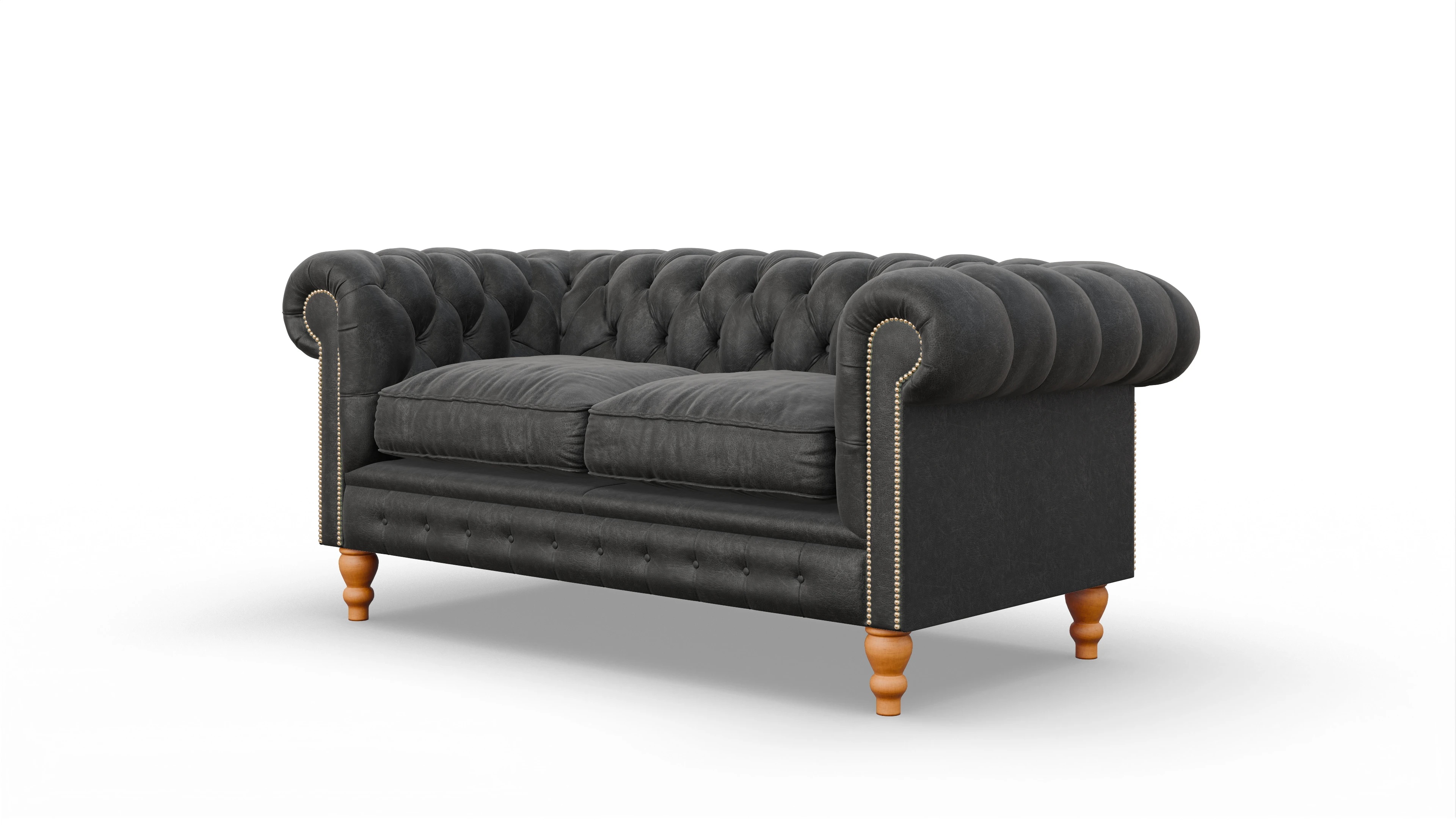 Chesterfield Sofa Russel Ansicht des Produktes Russel 2,5-Sitzer in Leder schwarz