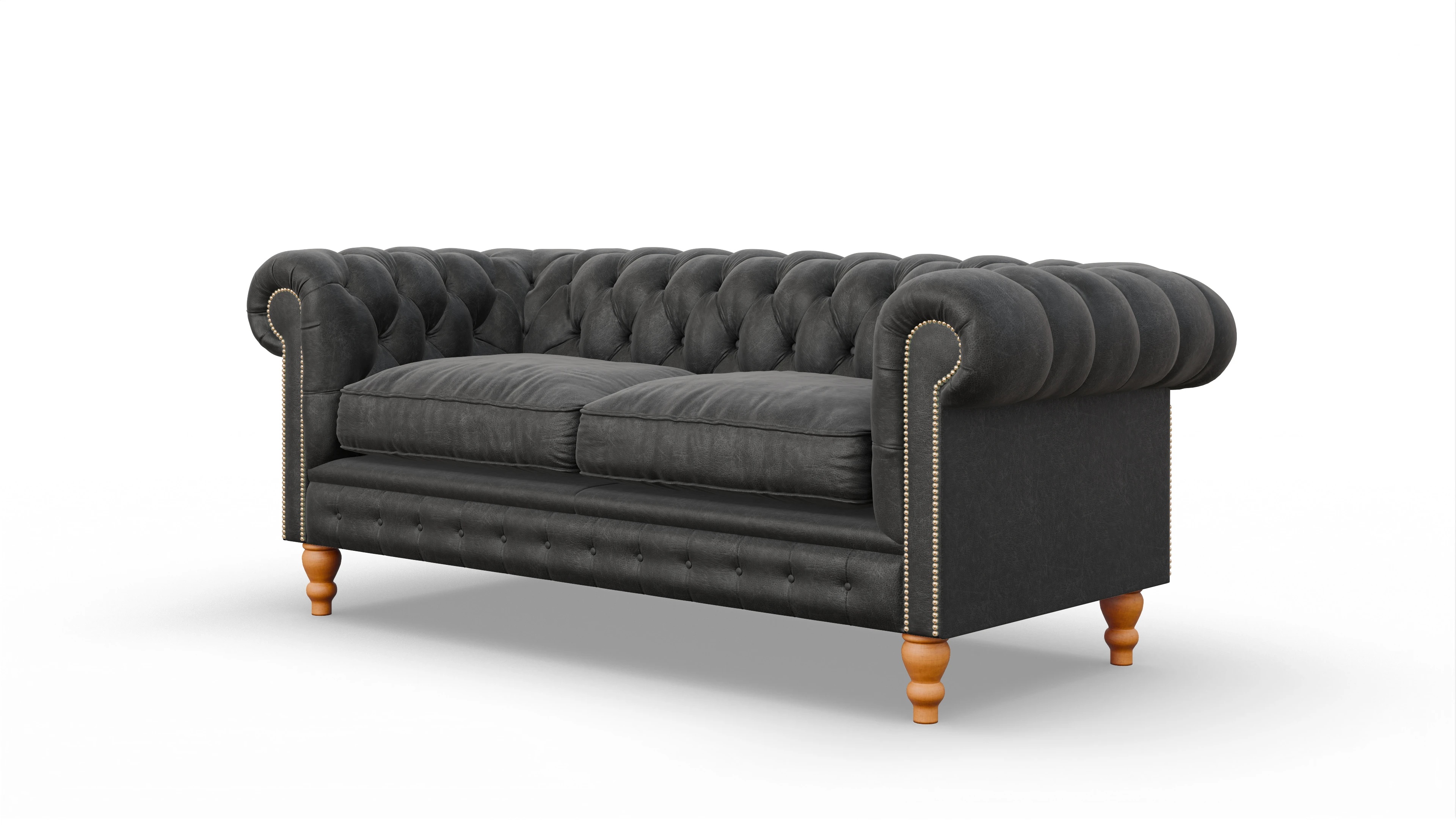 Chesterfield Sofa Russel Ansicht des Produktes Russel 3-Sitzer in Leder schwarz