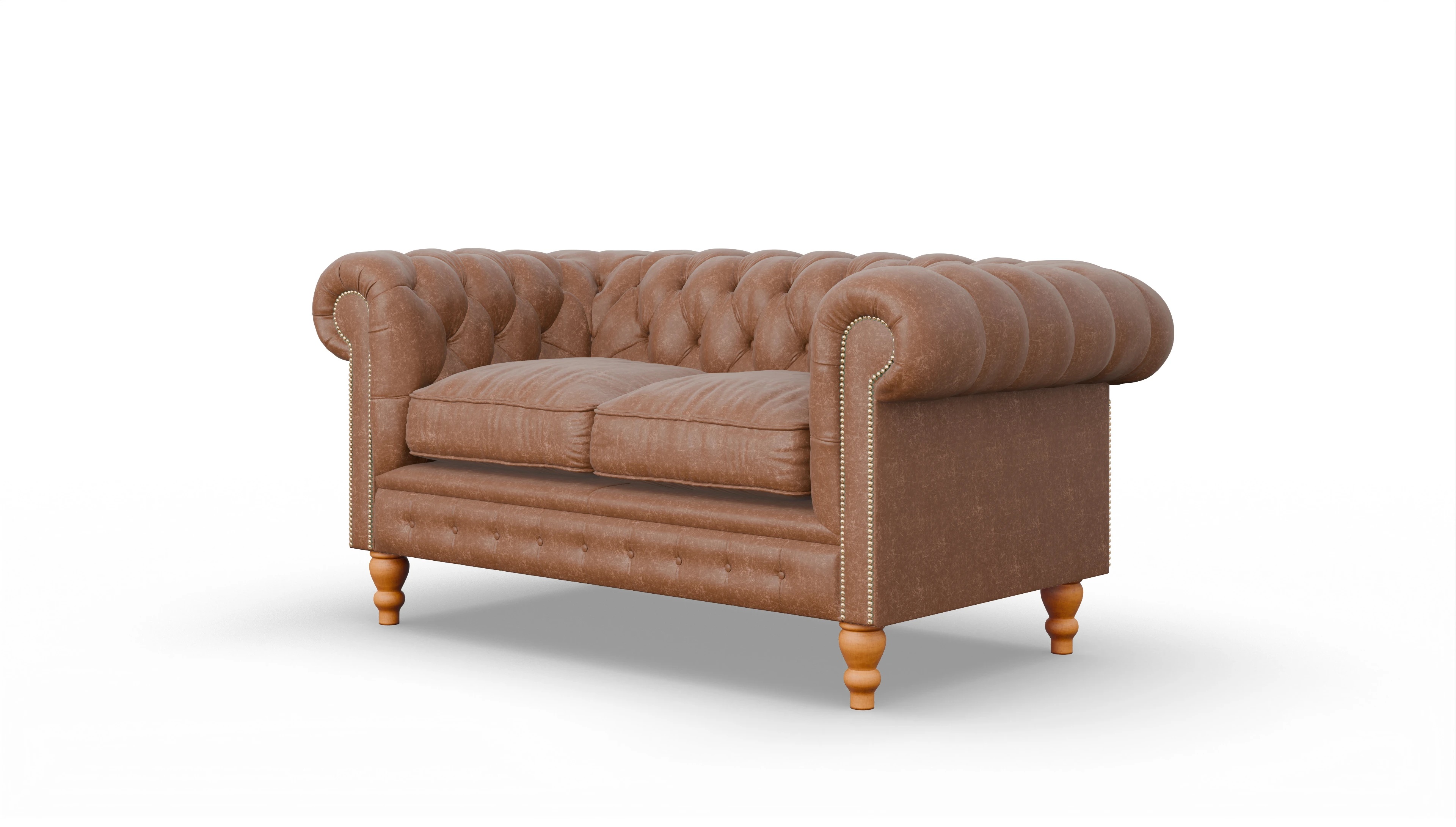 Chesterfield Sofa Russel Ansicht des Produktes Russel 2-Sitzer in Leder braun