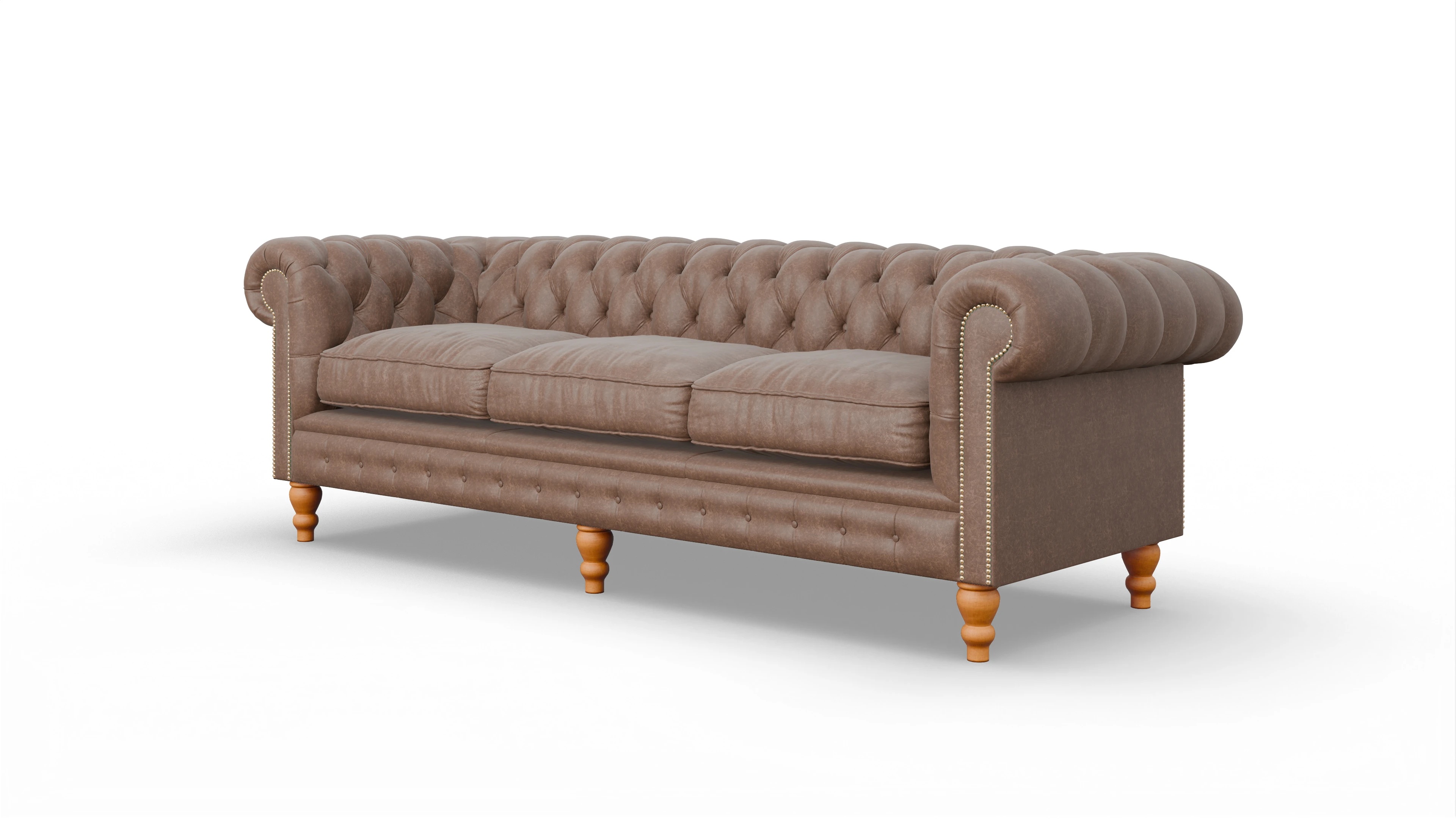 Chesterfield Sofa Russel Ansicht des Produktes Russel 4-Sitzer in Leder braun