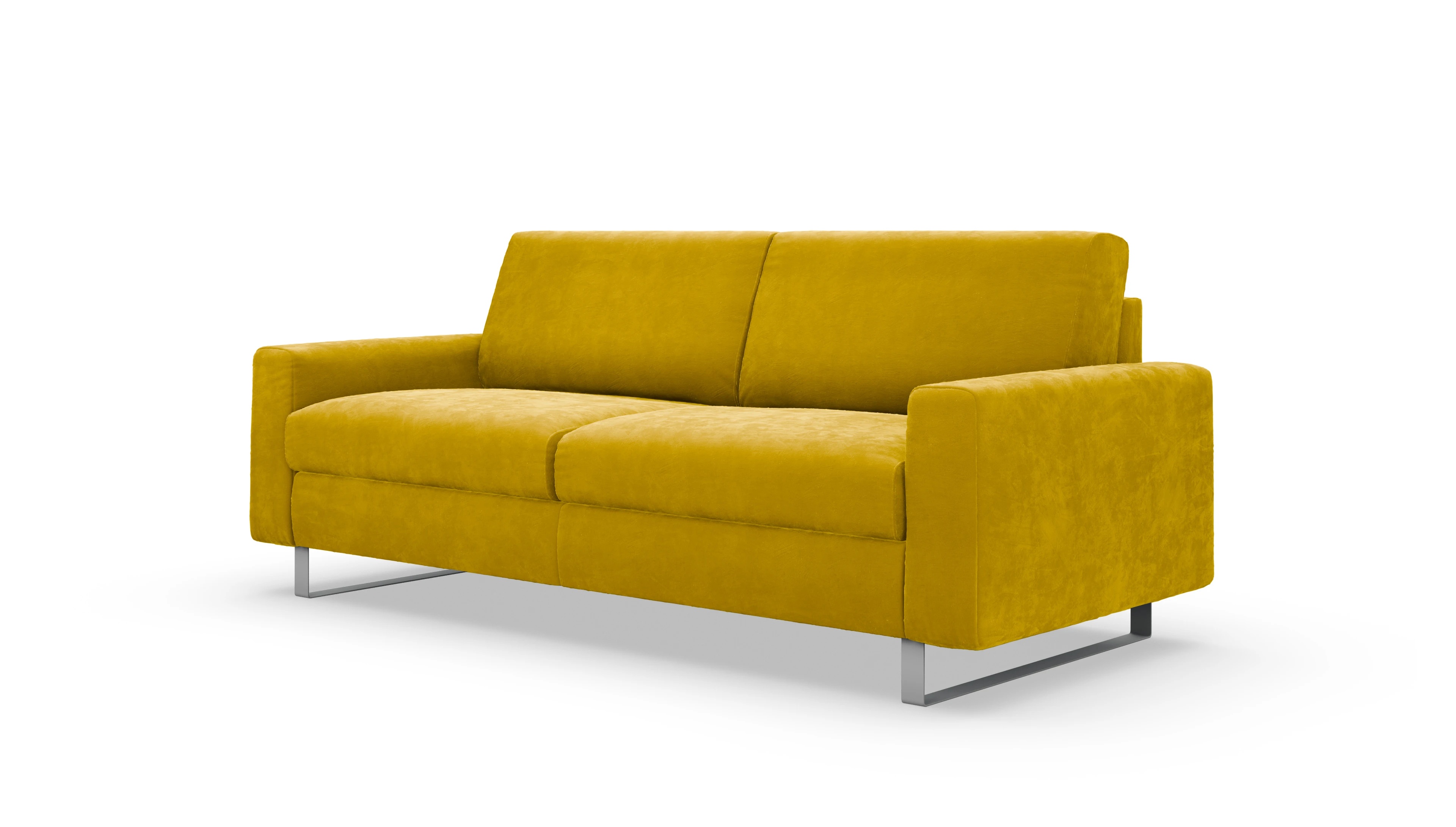 Schlafsofa Fontego Ansicht des Produktes Fontego 3-Sitzer in Samt gelb