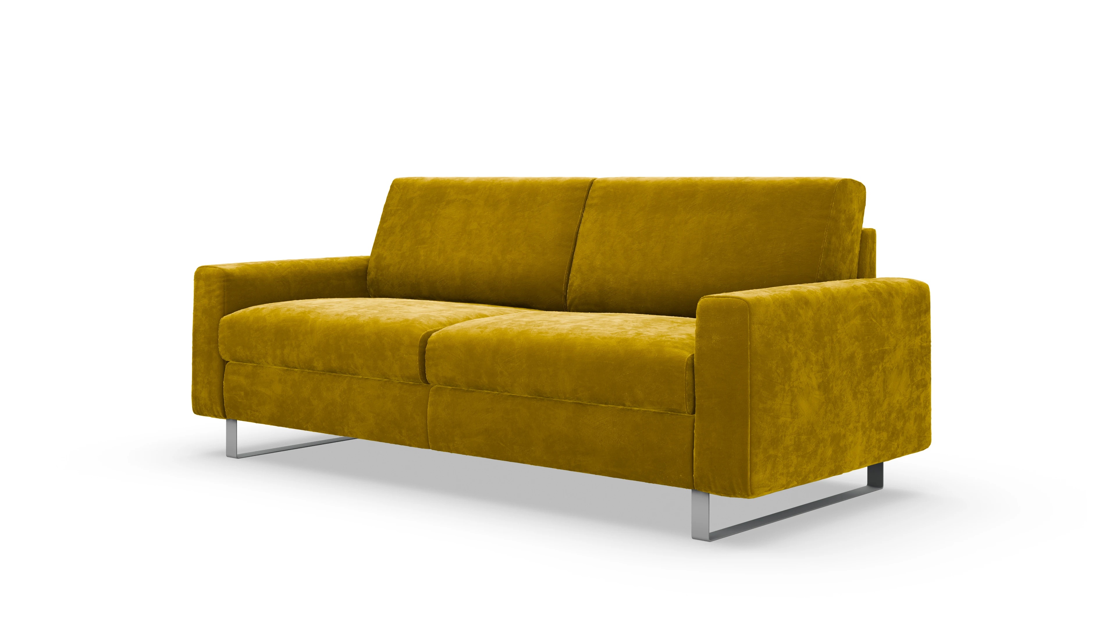 Schlafsofa Fontego Ansicht des Produktes Fontego 3-Sitzer in Samt gelb