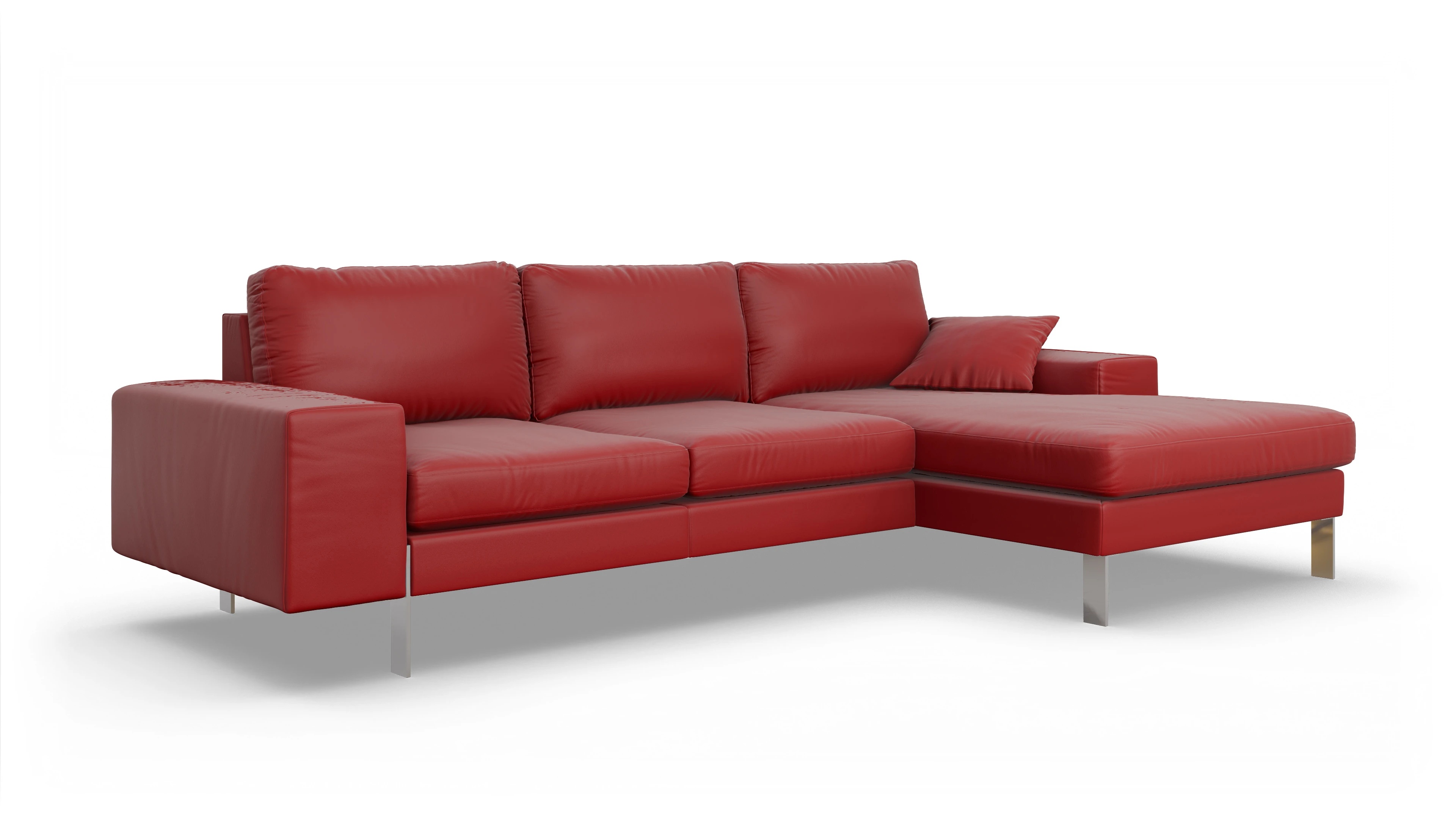 Ansicht des Produktes Catoira Sofa mit Rec rechts in Leder rot