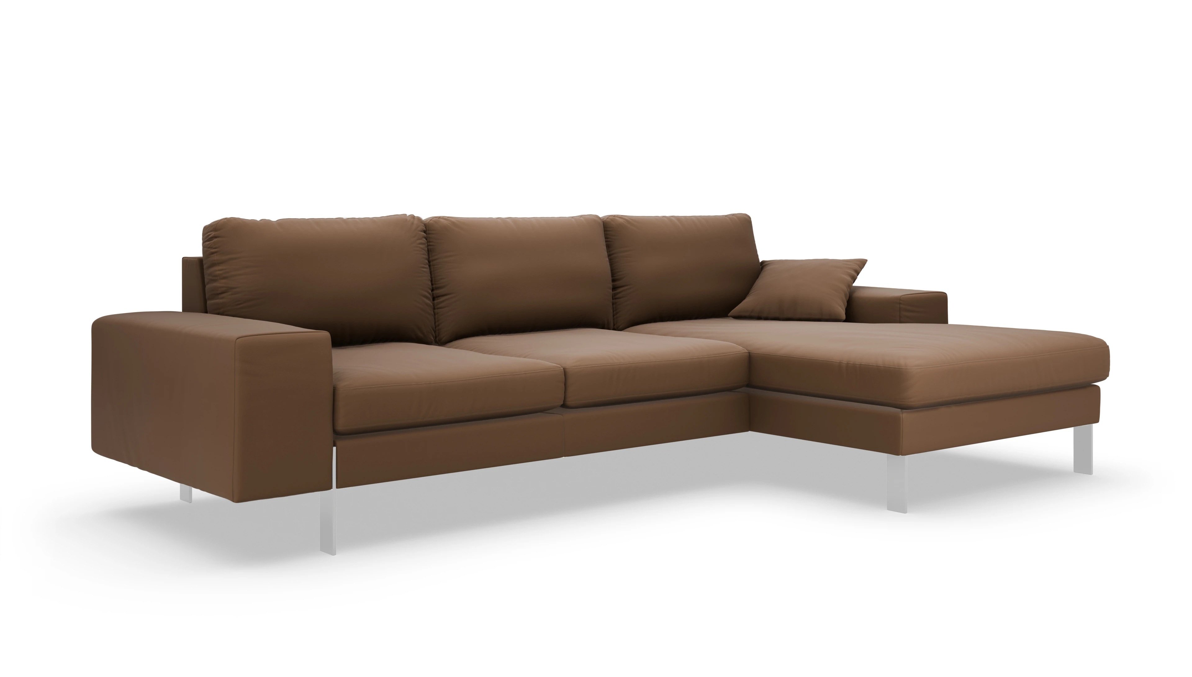 Catoira Ledersofa Ansicht des Produktes Catoira Sofa mit Rec rechts in Leder braun
