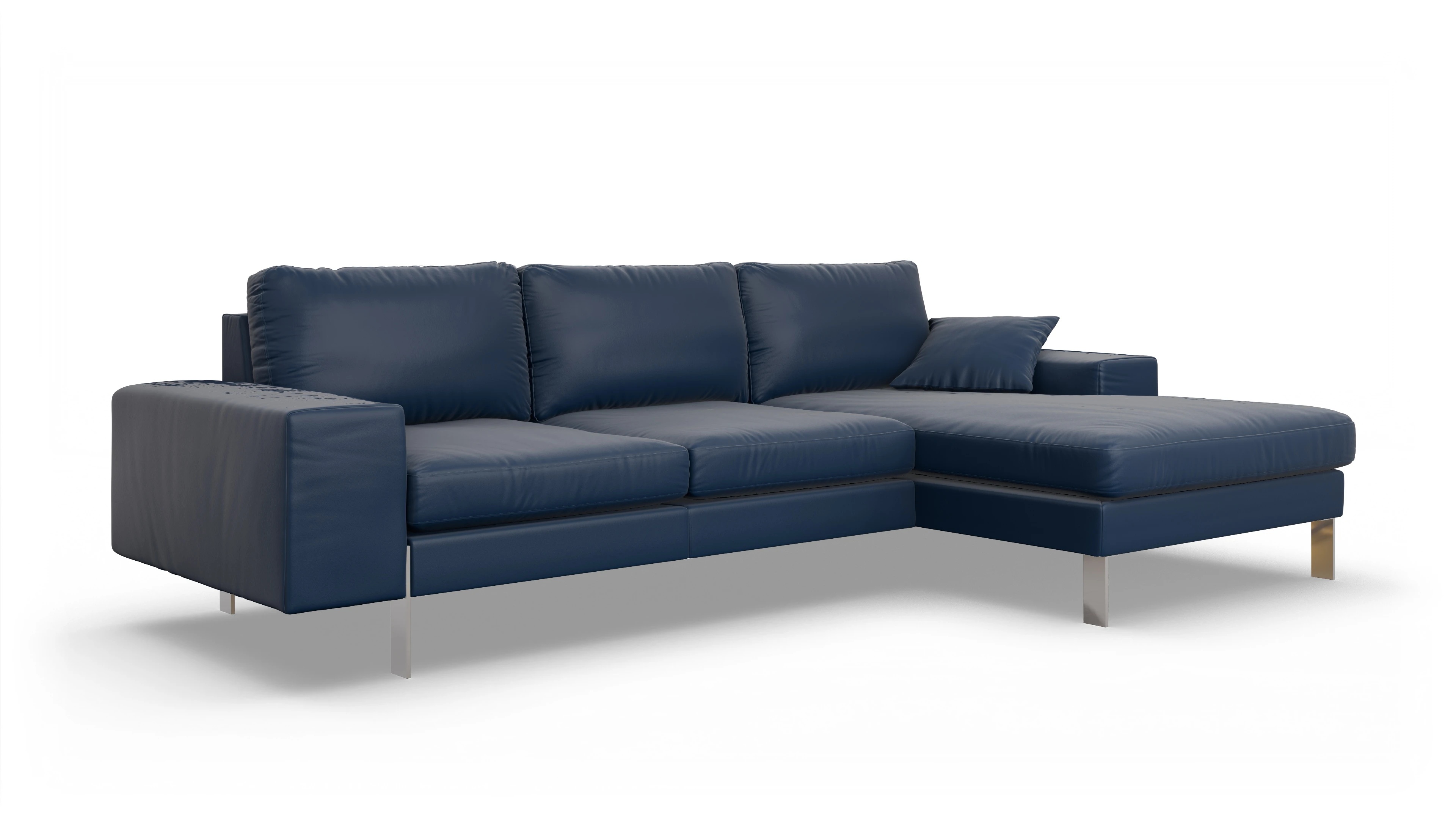 Ansicht des Produktes Catoira Sofa mit Rec rechts in Leder blau