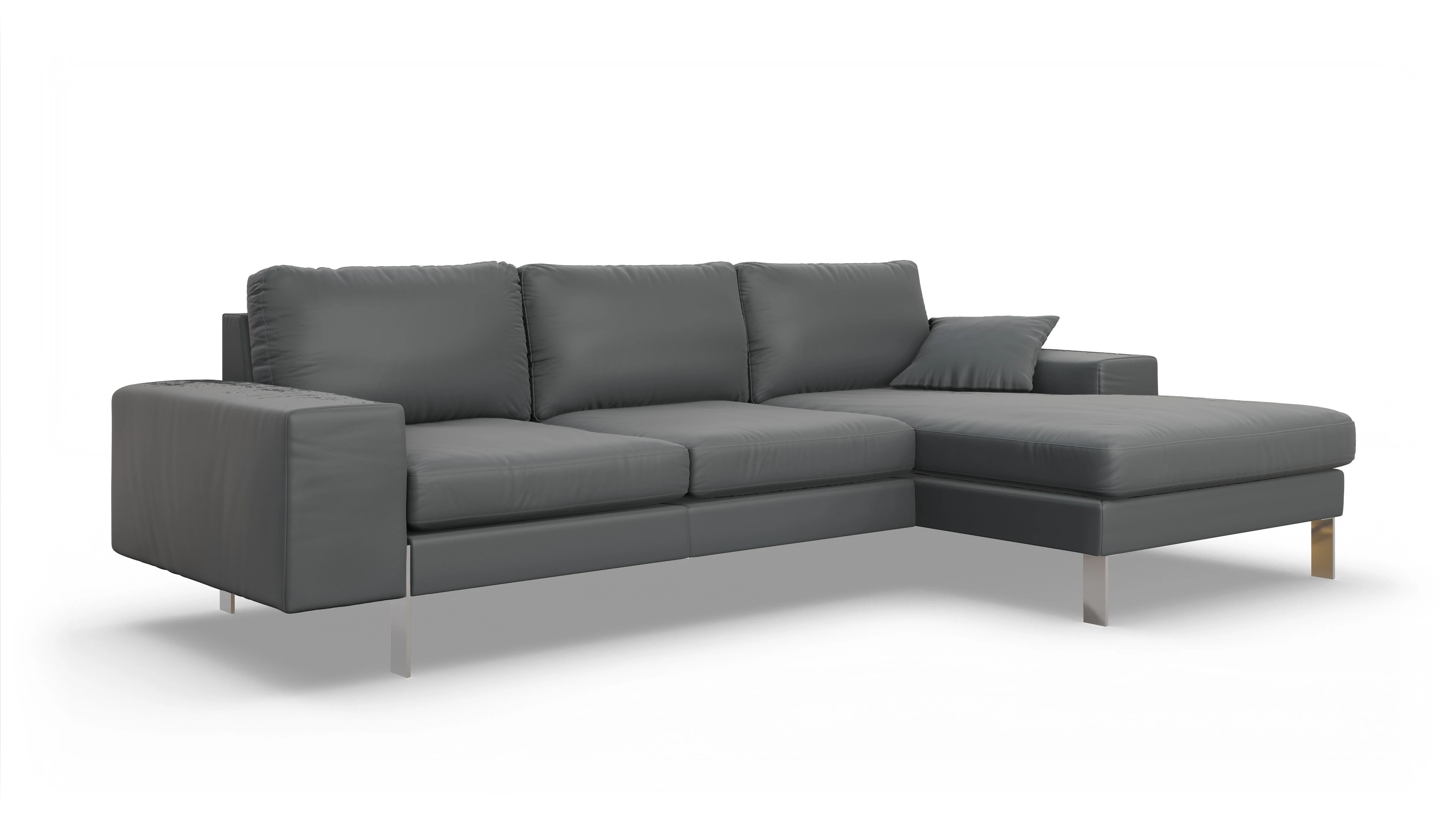 Ansicht des Produktes Catoira Sofa mit Rec rechts in Leder grau