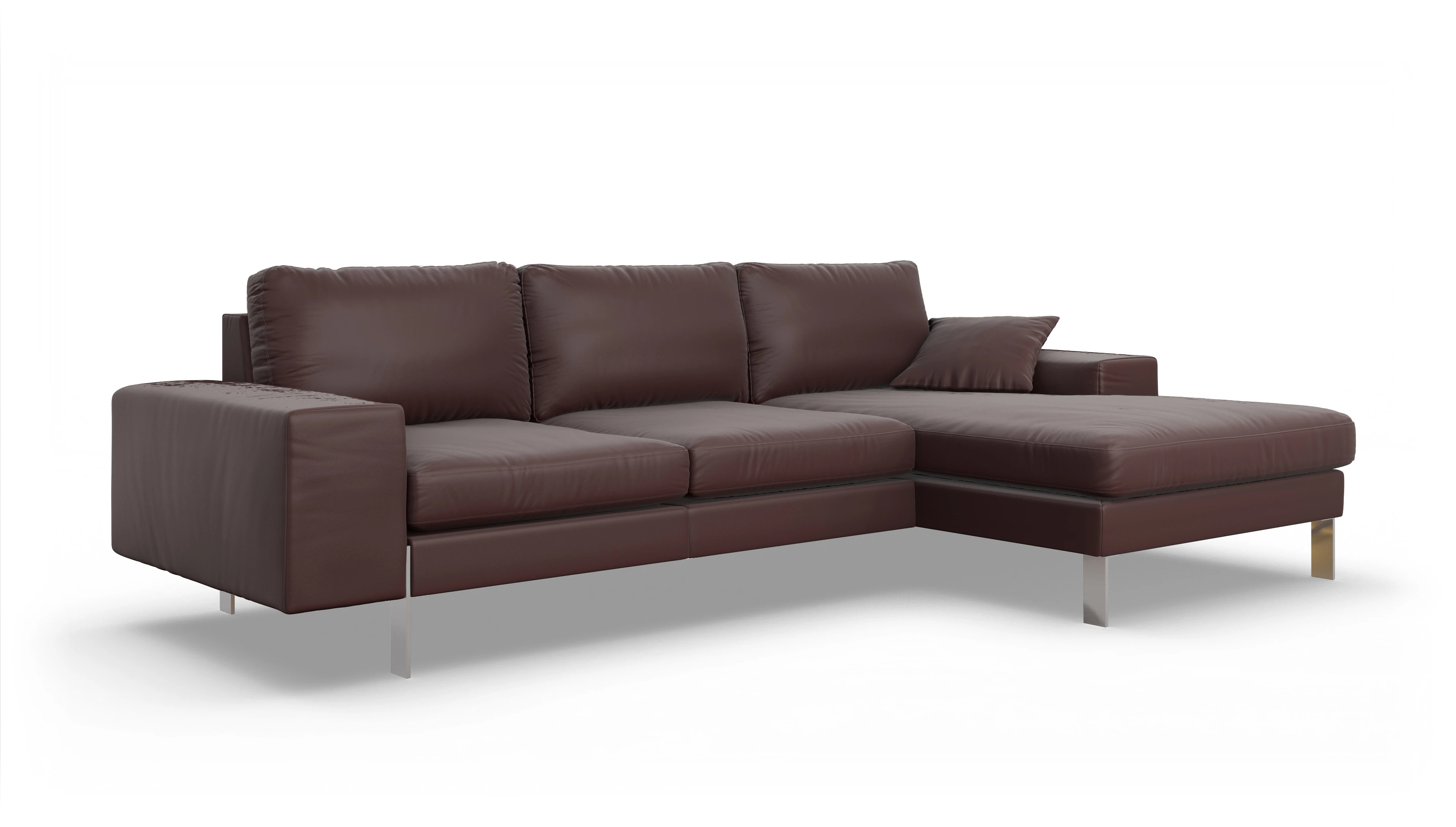 Ansicht des Produktes Catoira Sofa mit Rec rechts in Leder rot