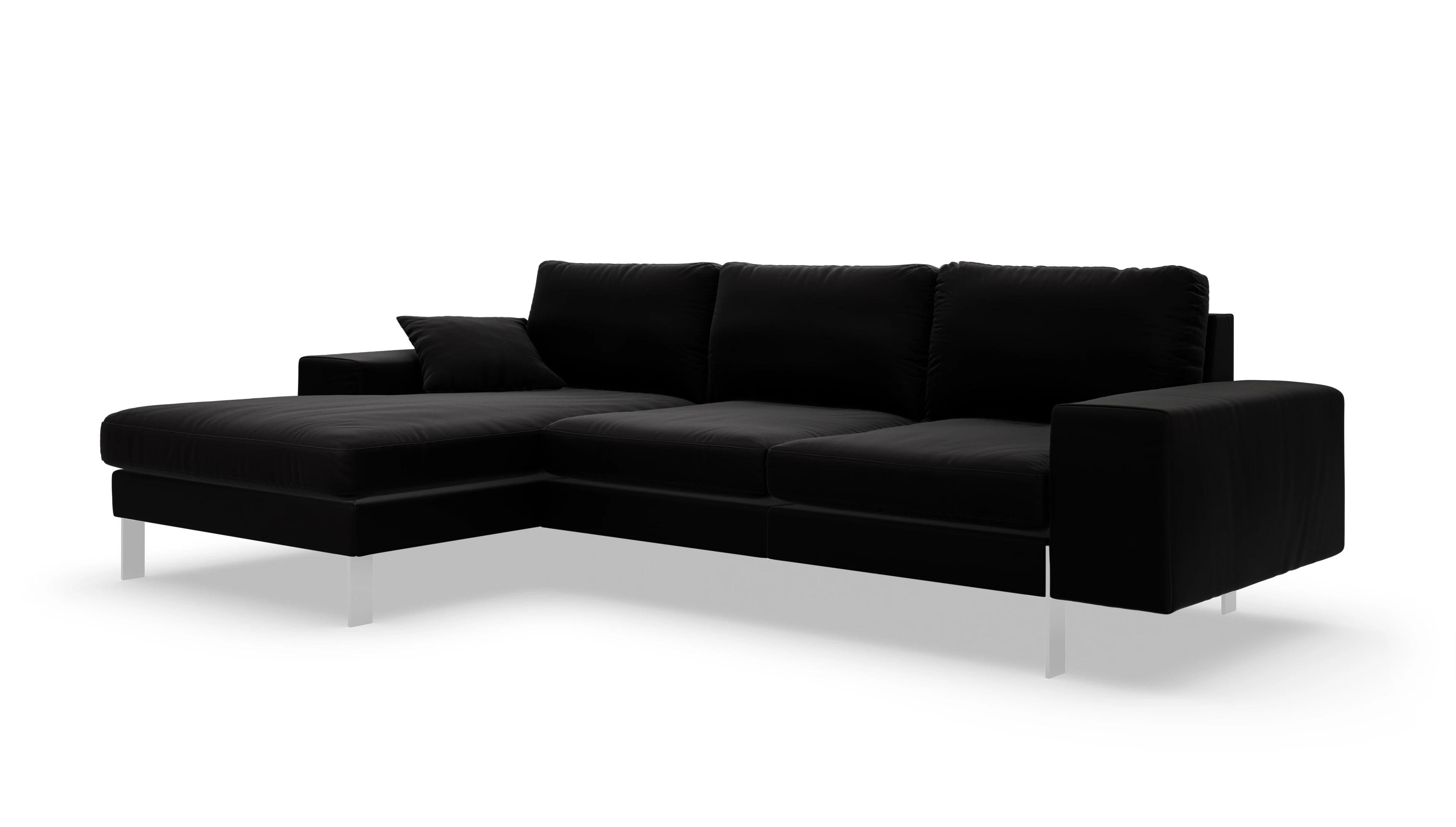 Catoira Ledersofa Ansicht des Produktes Catoira Sofa mit Rec links in Leder schwarz