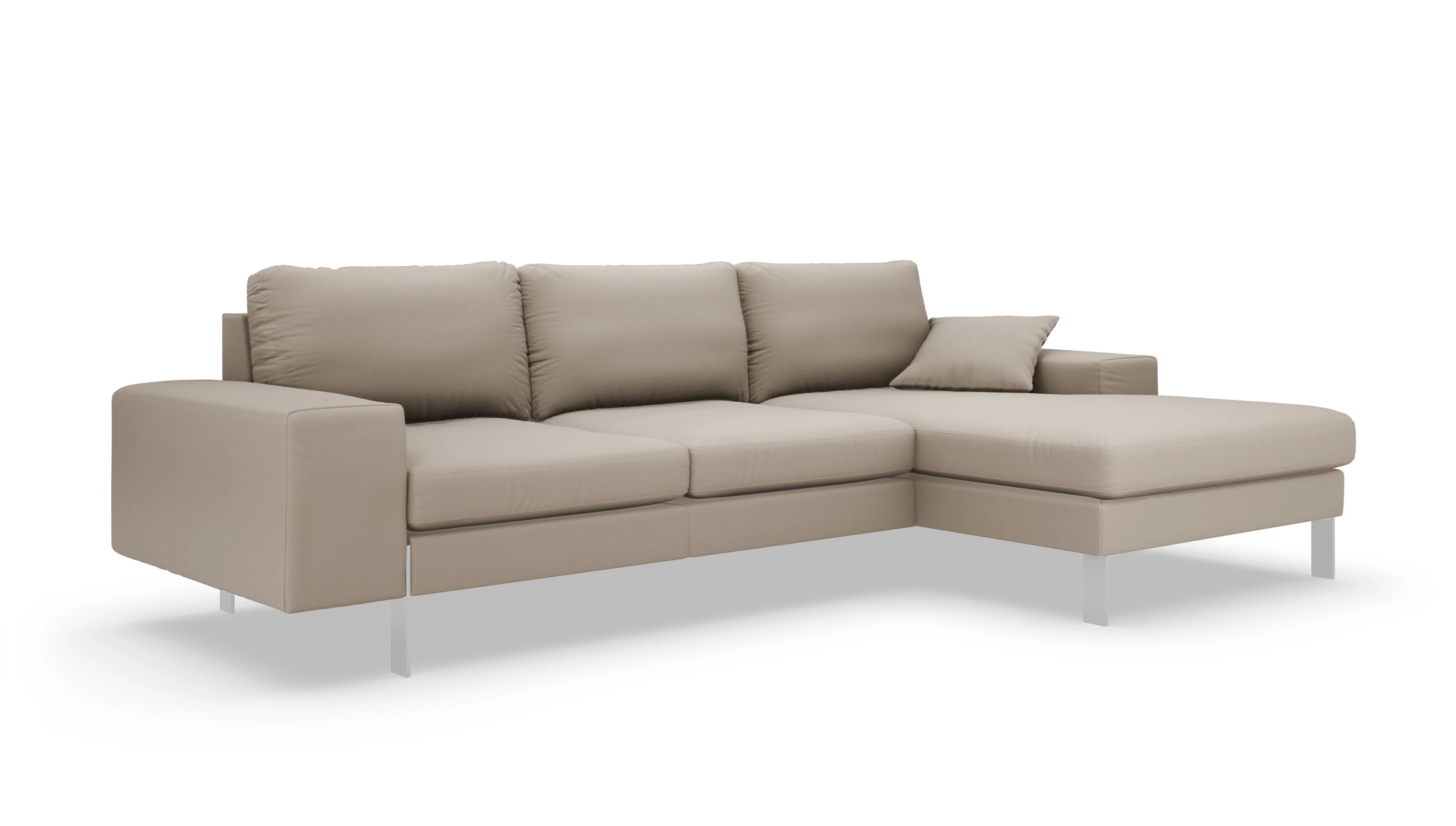 Ansicht des Produktes Catoira Sofa mit Rec rechts in Leder beige