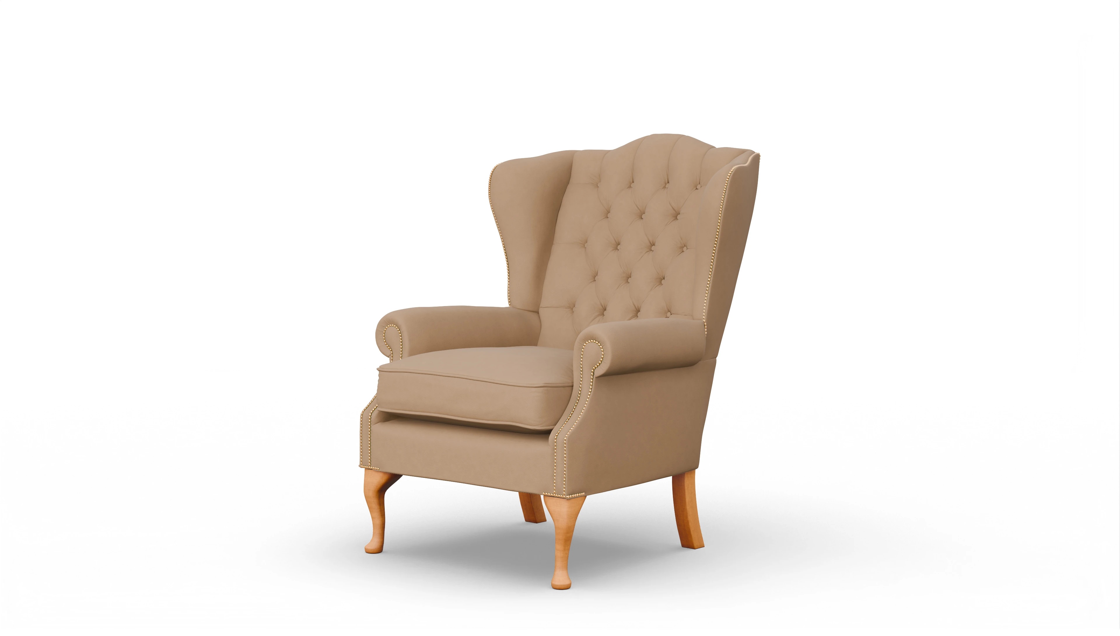 Ohrenbackensessel Syon Leder braun