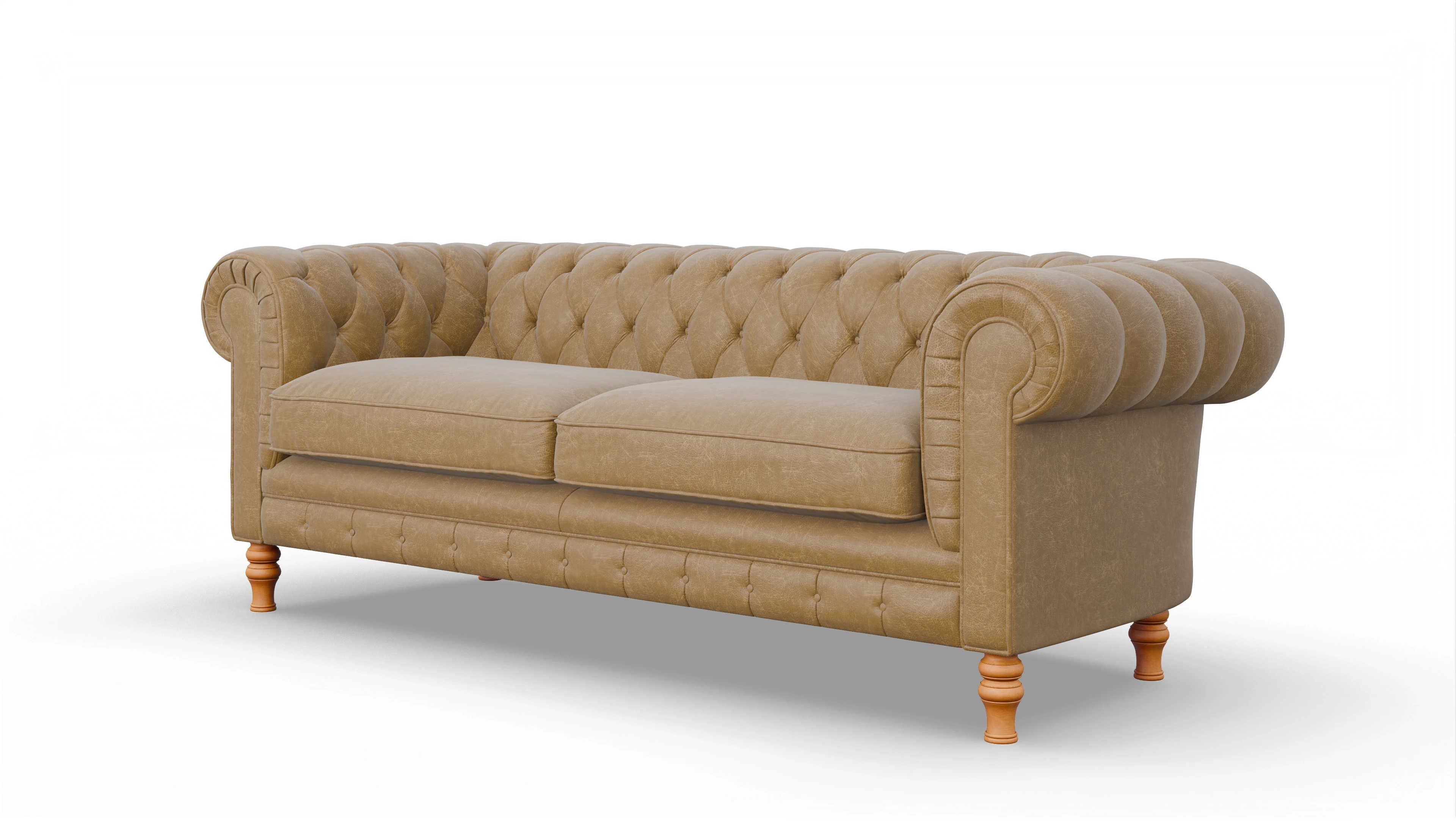 Chesterfield Sofa Countess Ansicht des Produktes Countess 3-Sitzer in Leder braun