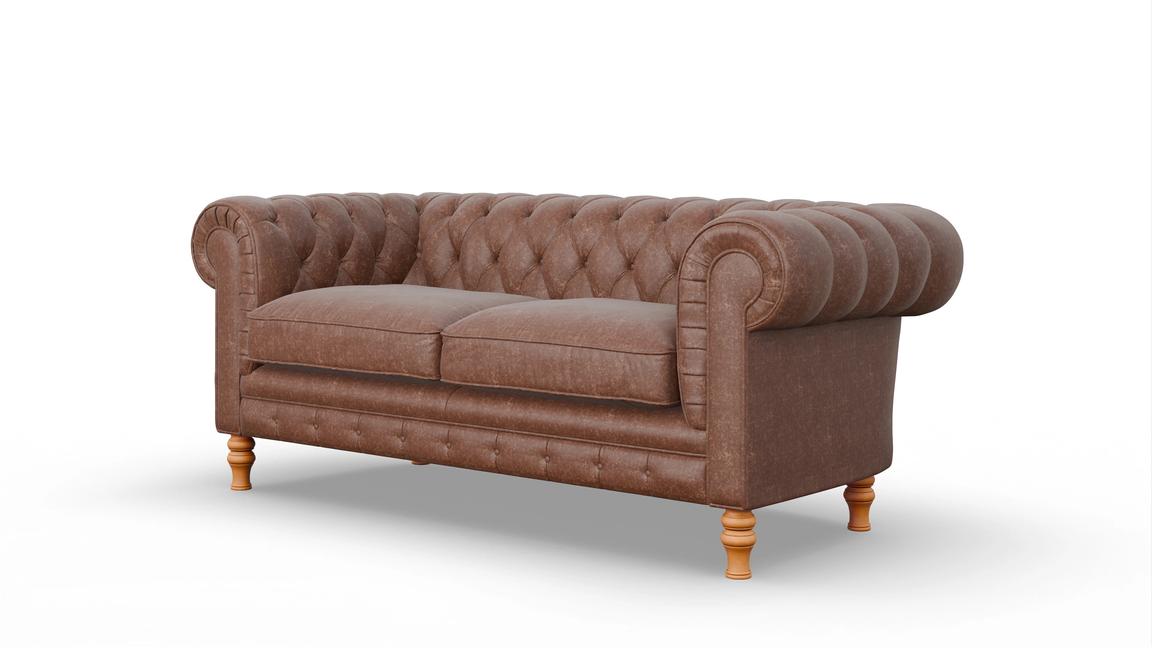 Chesterfield Sofa Countess Ansicht des Produktes Countess 2-Sitzer in Leder braun
