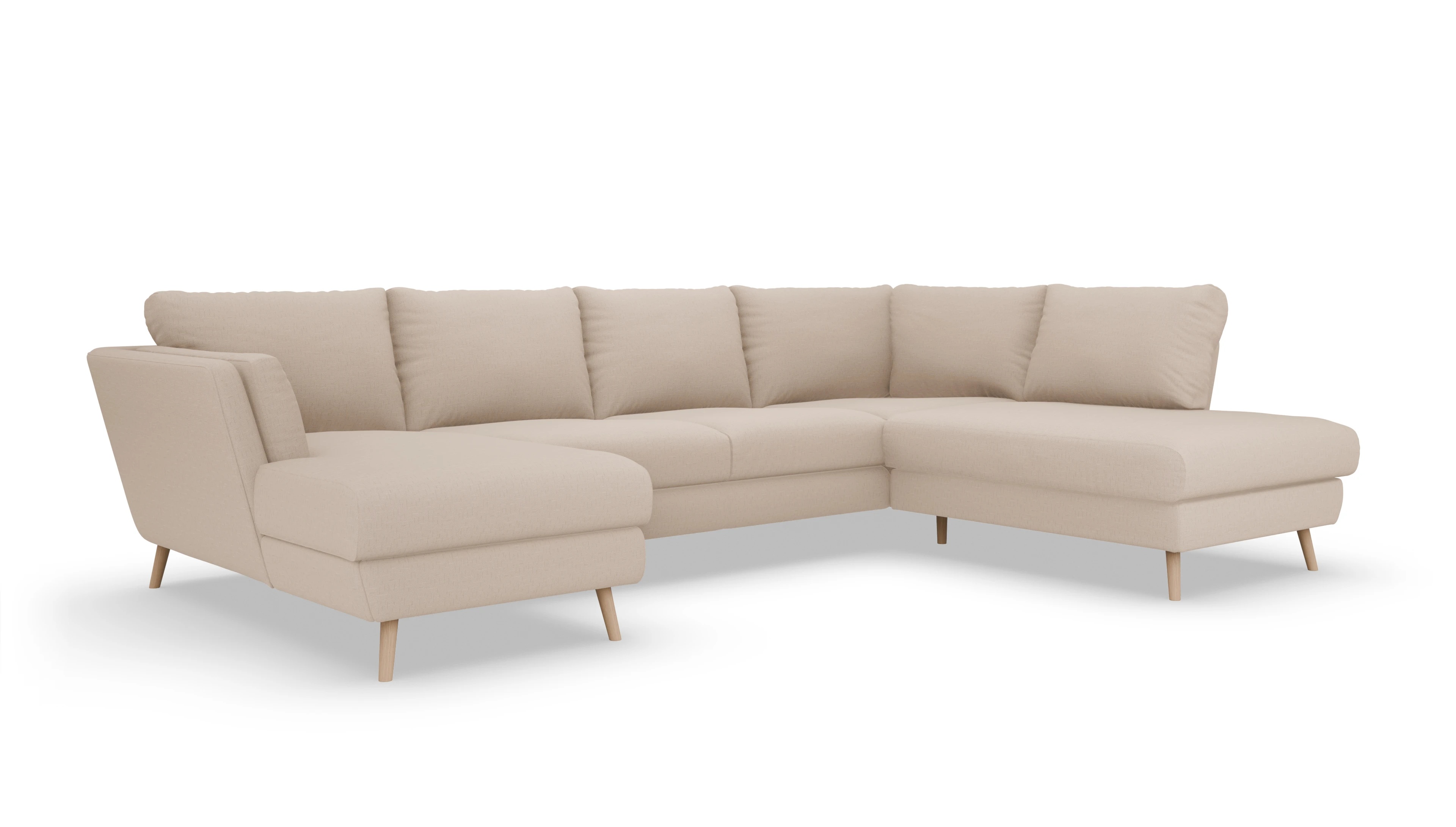 Sira Hussensofa Ansicht des Produktes Sira U-Form rechts in Stoff beige