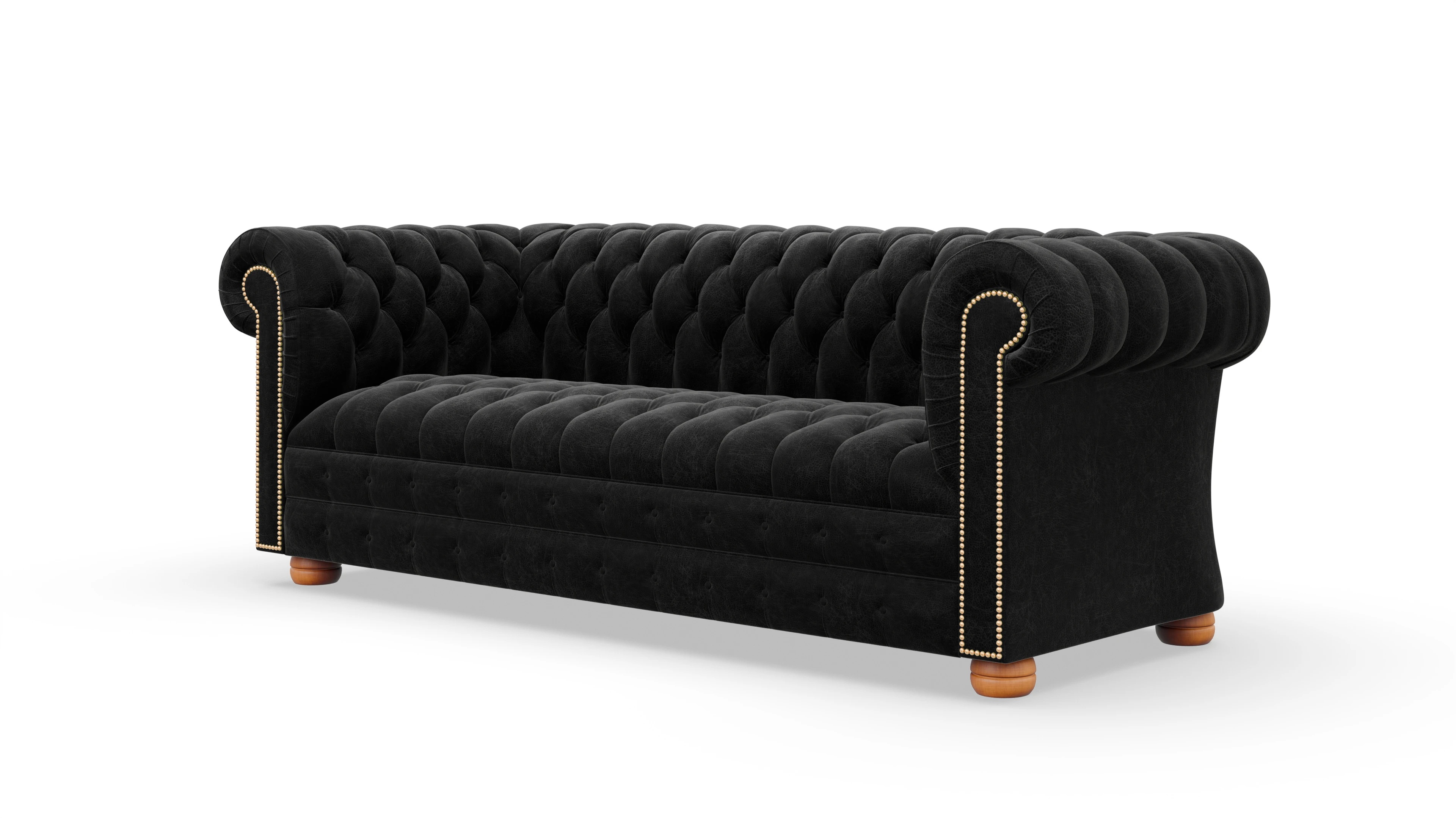 Chesterfield Sofa Osmond Ansicht des Produktes Osmond 3-Sitzer in Leder schwarz