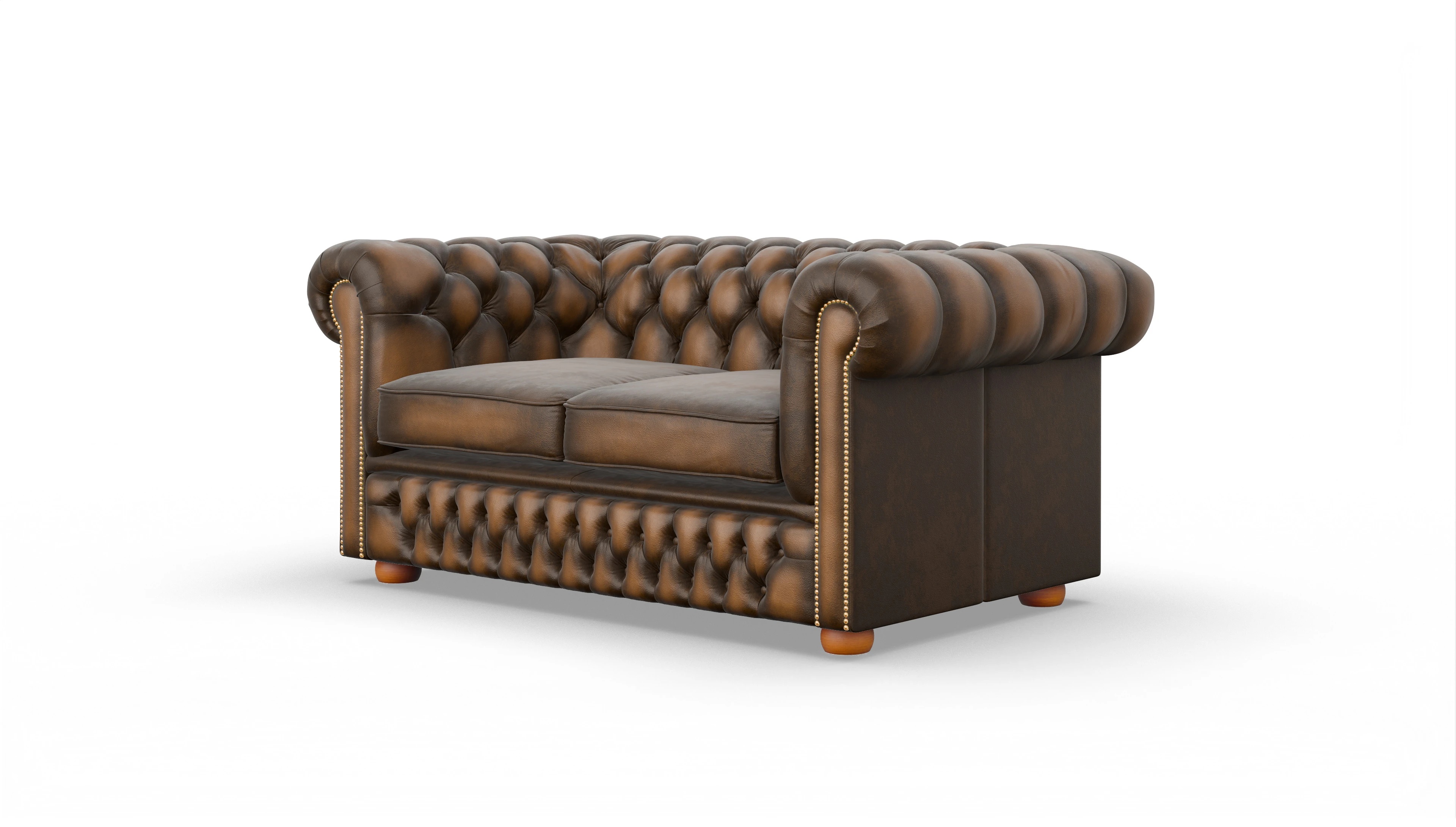 Chesterfield Sofa Islington Ansicht des Produktes Islington 2-Sitzer in Leder braun