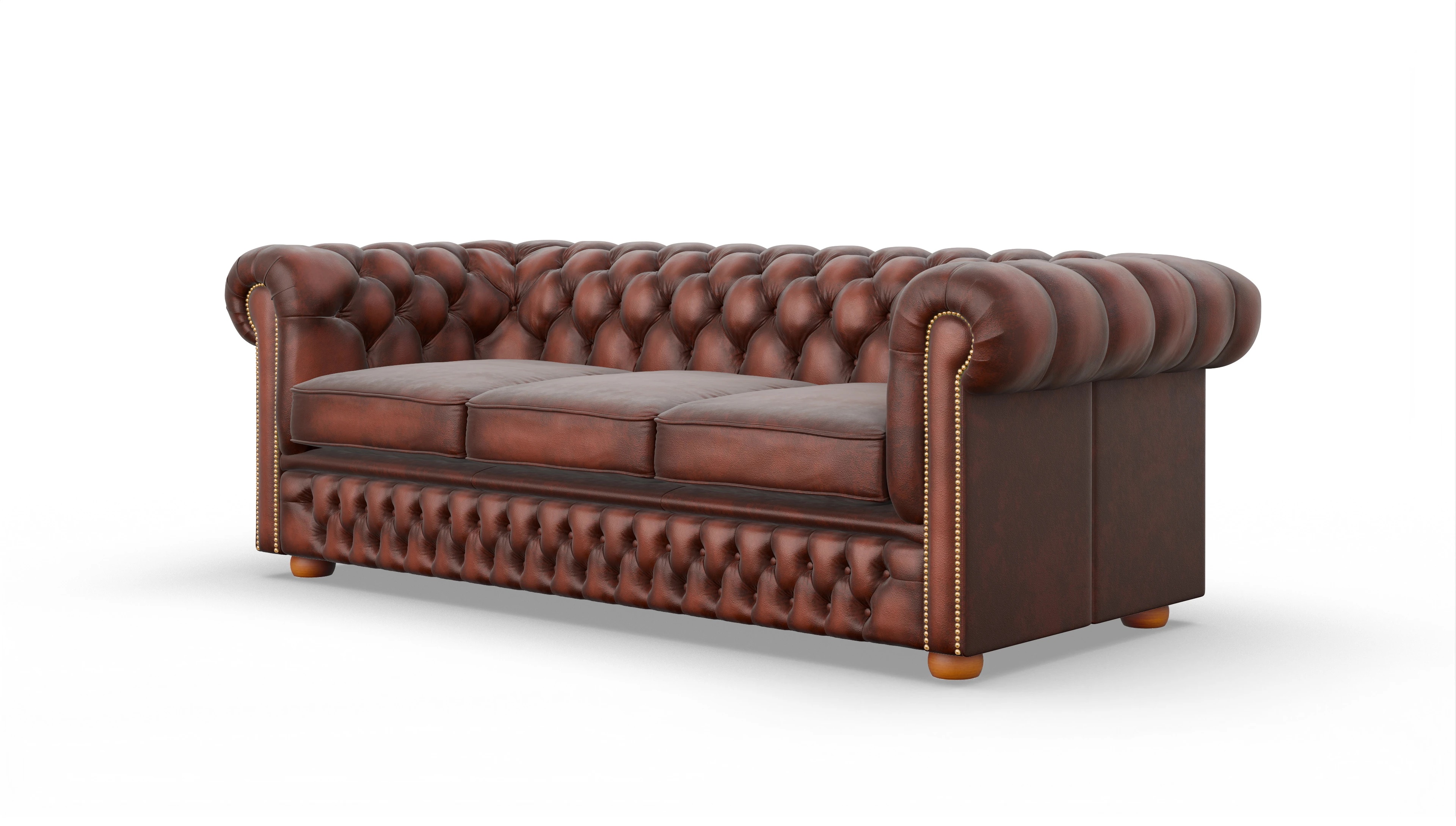Chesterfield Sofa Islington Ansicht des Produktes Islington 3-Sitzer in Leder rot