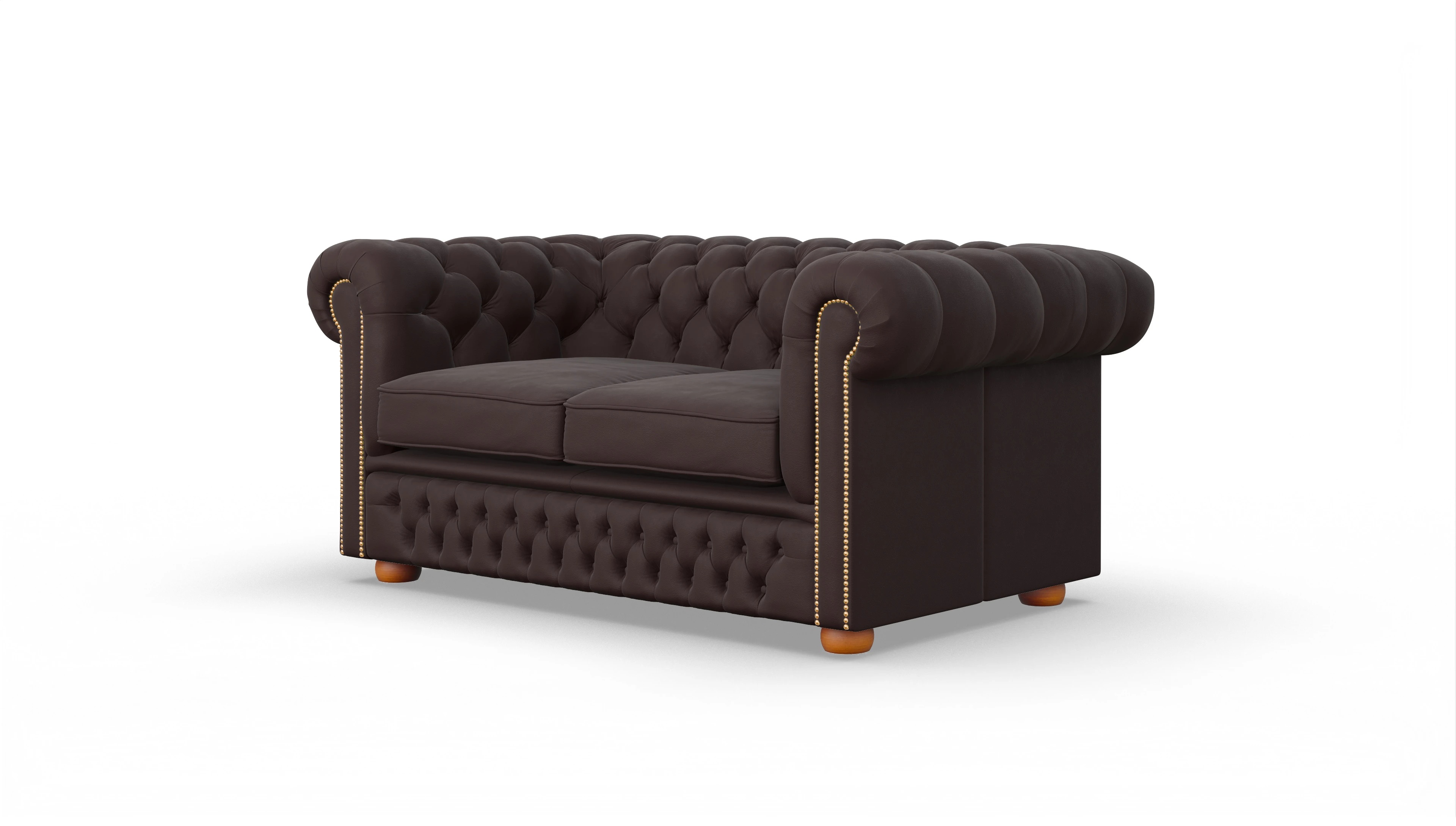 Chesterfield Sofa Islington Ansicht des Produktes Islington 2-Sitzer in Leder braun