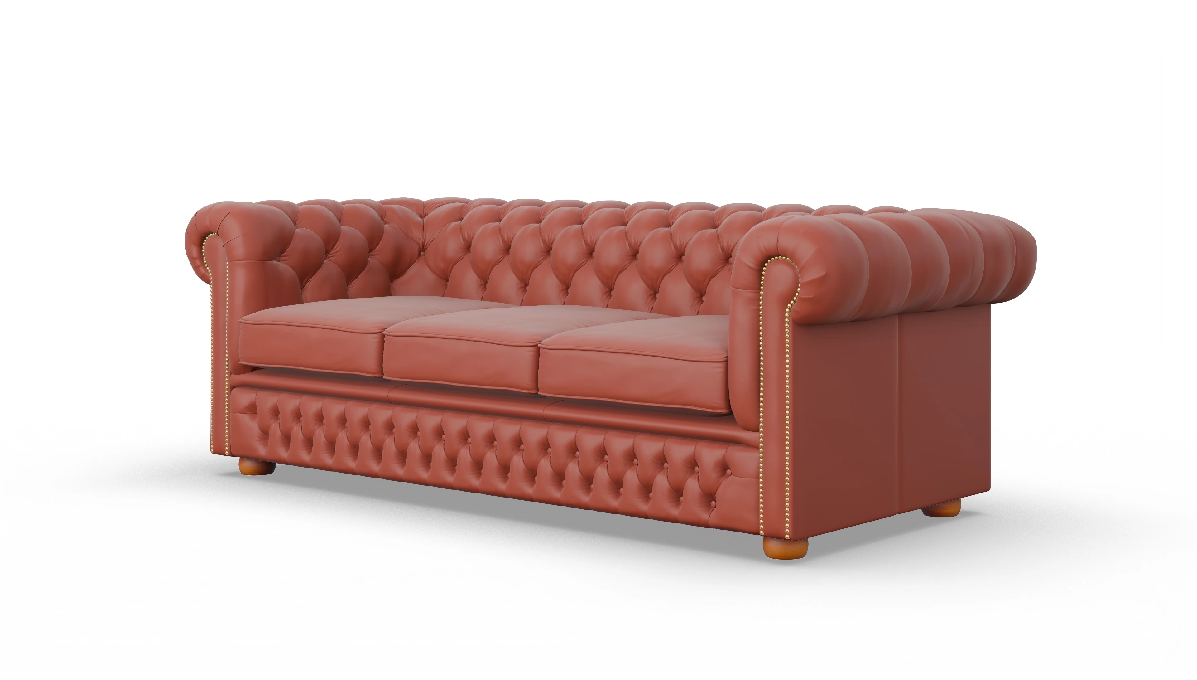 Chesterfield Sofa Islington Ansicht des Produktes Islington 3-Sitzer in Leder orange