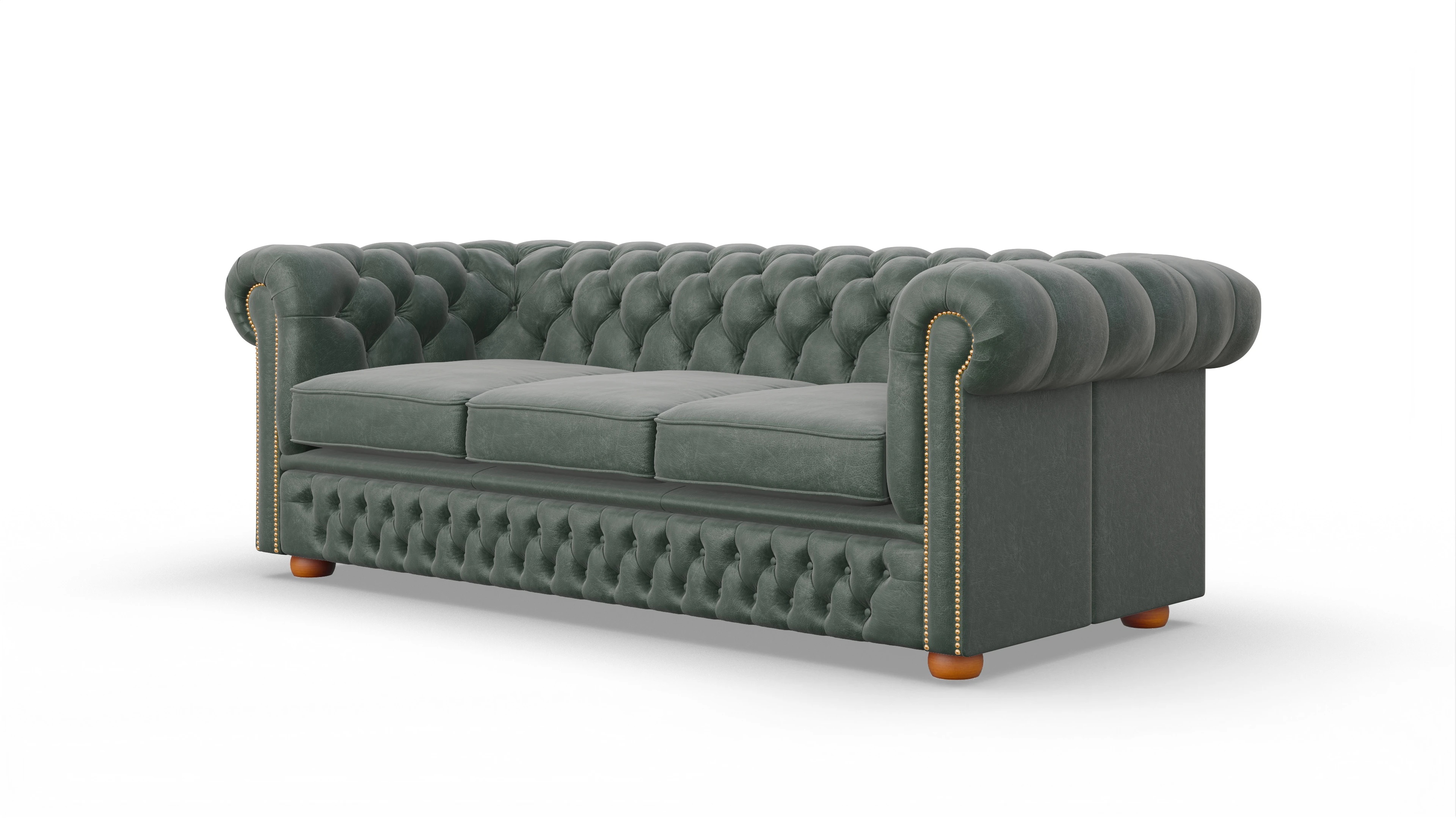 Chesterfield Sofa Islington Ansicht des Produktes Islington 3-Sitzer in Leder grün