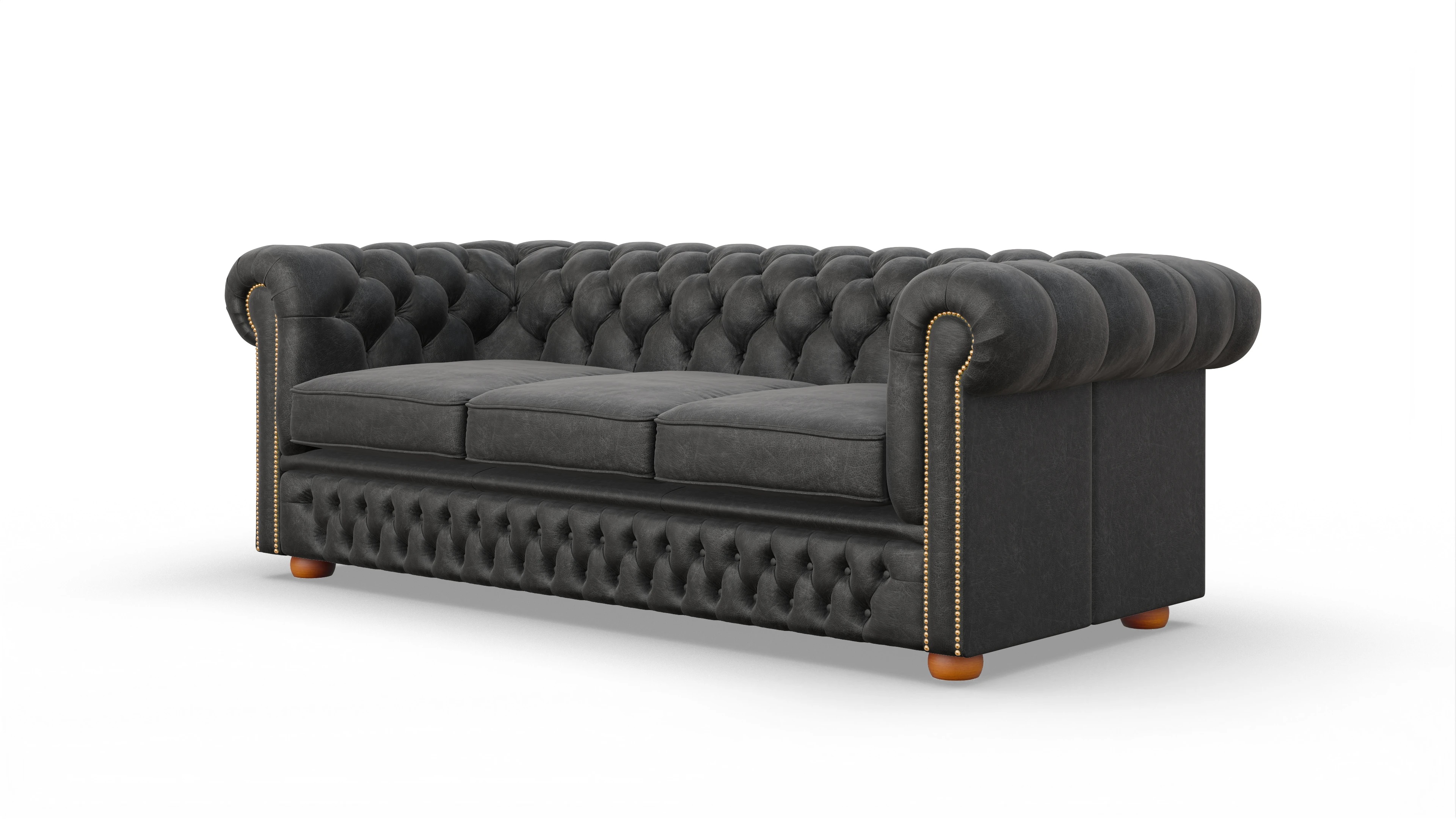 Chesterfield Sofa Islington Ansicht des Produktes Islington 3-Sitzer in Leder schwarz