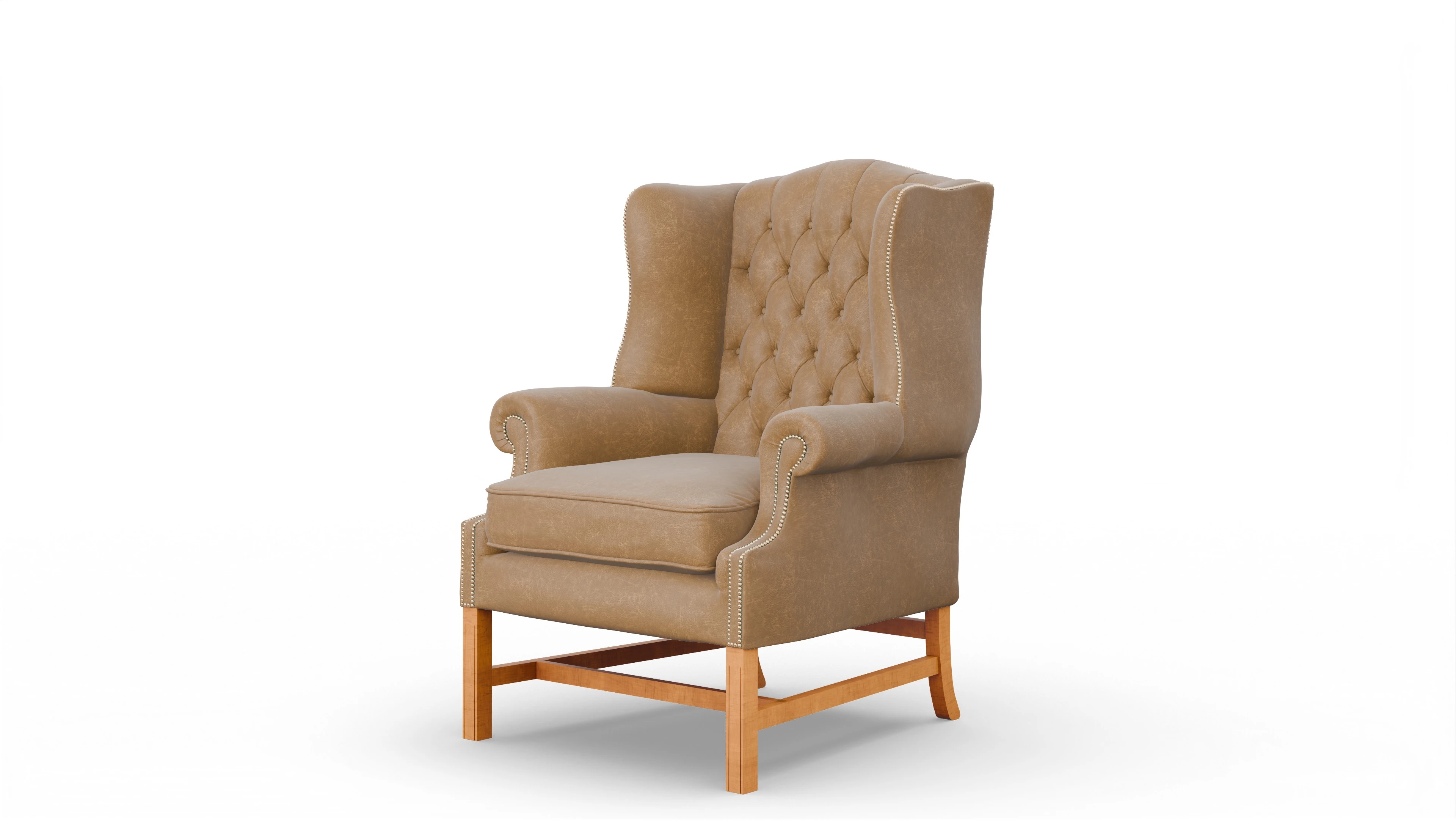 Winston Leder-Ohrenbackensessel Ansicht des Produktes Winston Sessel in Leder beige