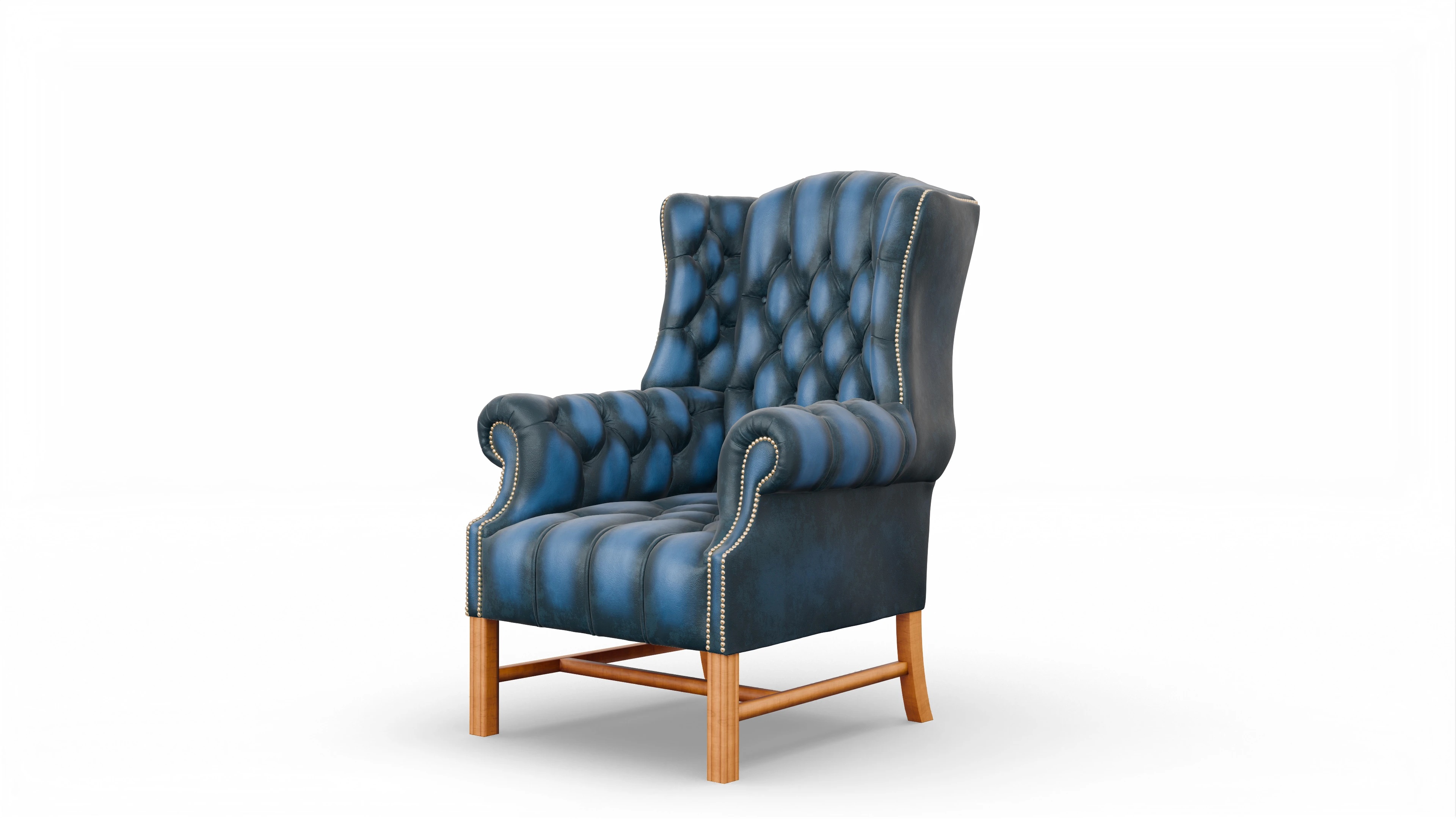 Design Ohrensessel Hawkins Leder blau