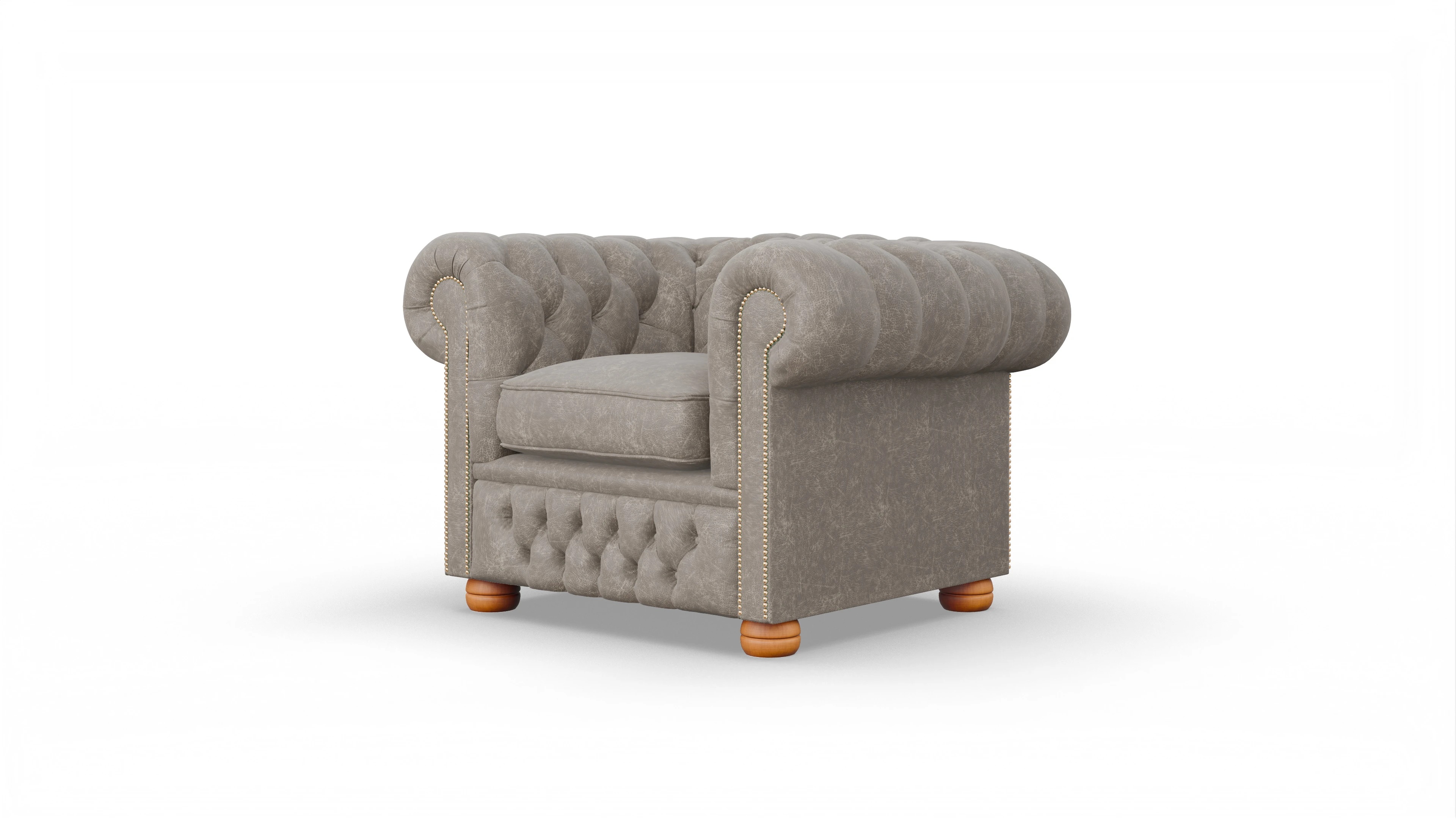 Clubsessel Oxford Ansicht des Produktes Oxford Sessel in Leder grau