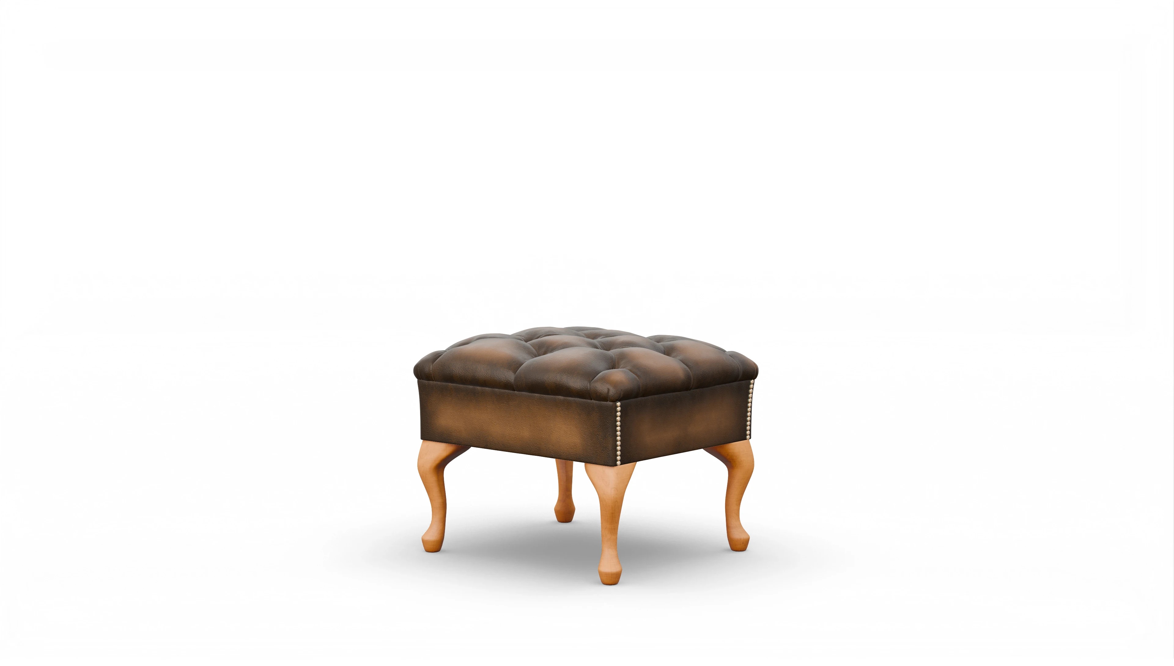 Hocker Yorkshire in Leder Ansicht des Produktes Yorkshire Hocker in Leder braun