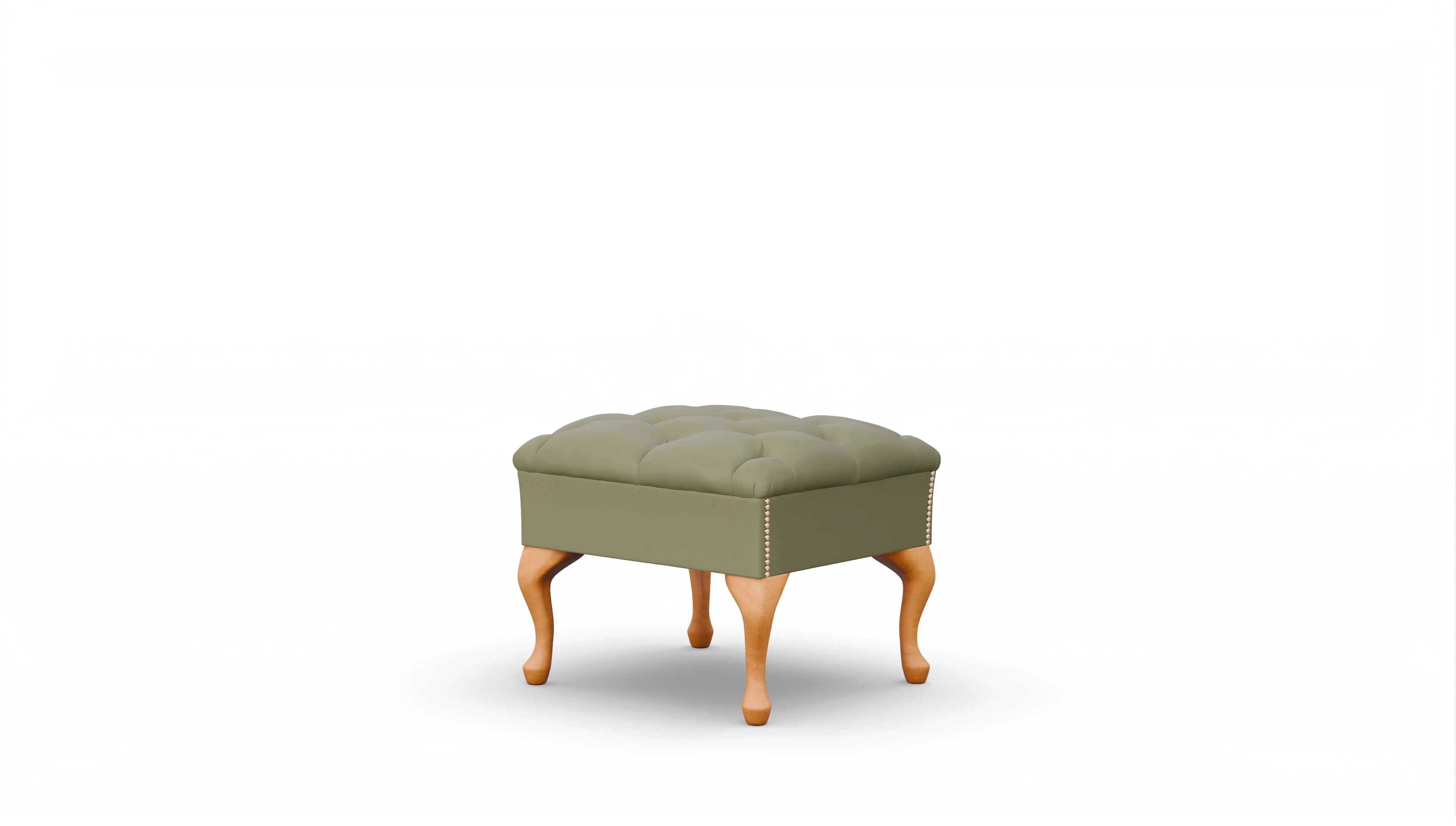 Hocker Yorkshire in Leder Ansicht des Produktes Yorkshire Hocker in Leder grün