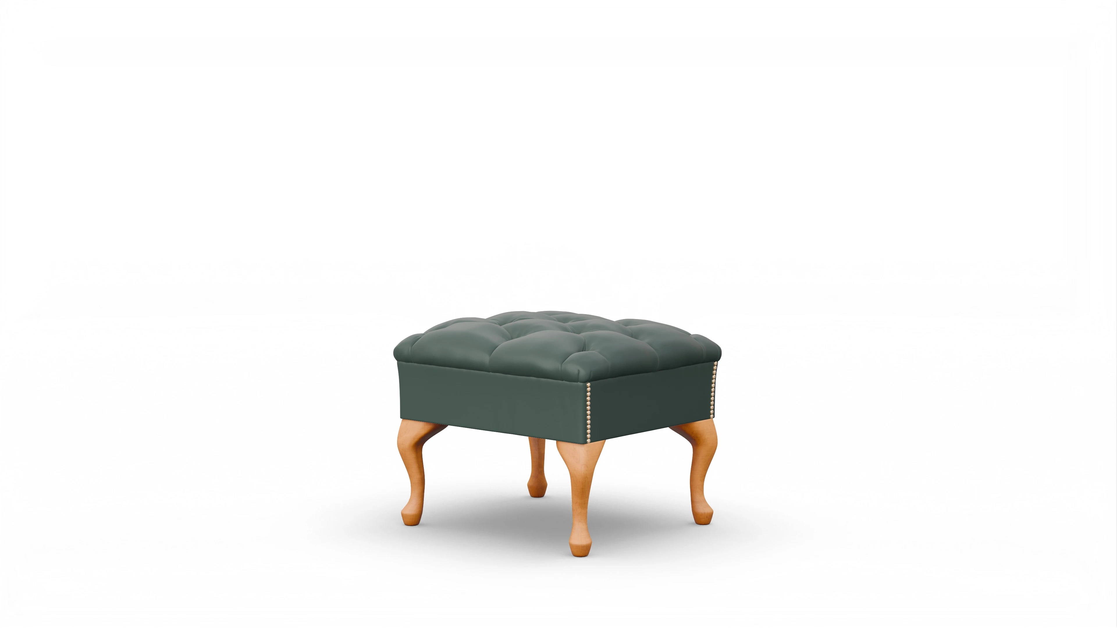 Hocker Yorkshire in Leder Ansicht des Produktes Yorkshire Hocker in Leder grün