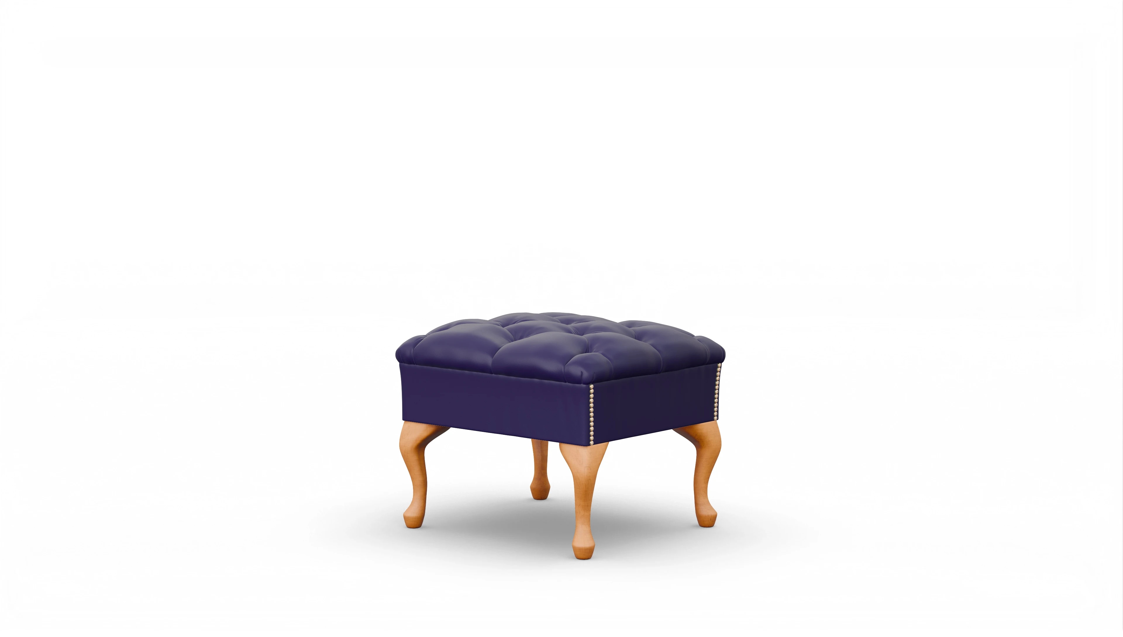 Hocker Yorkshire in Leder Ansicht des Produktes Yorkshire Hocker in Leder blau