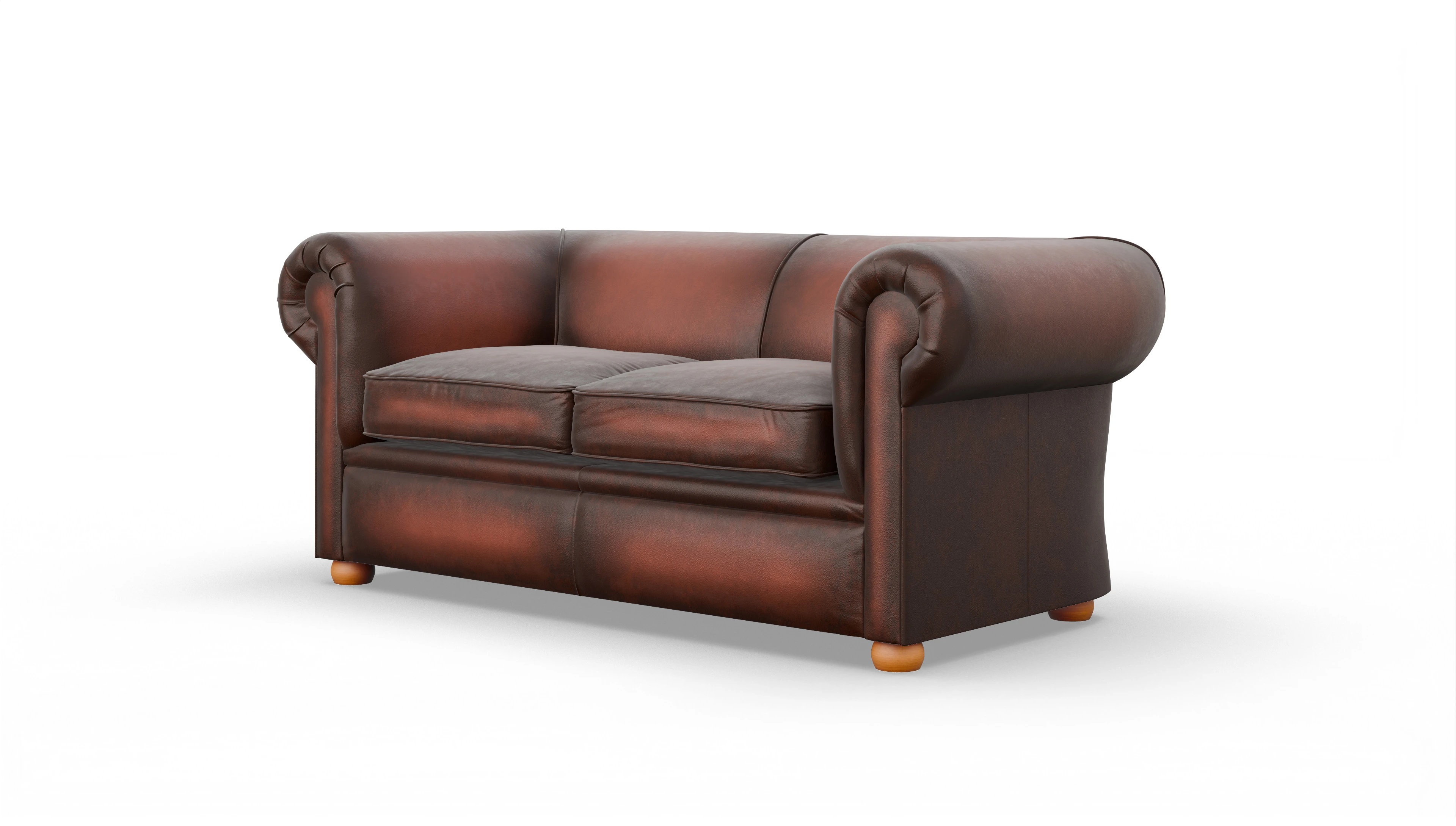 Chesterfield Couch Brendon Ansicht des Produktes Brendon 2,5-Sitzer in Leder rot