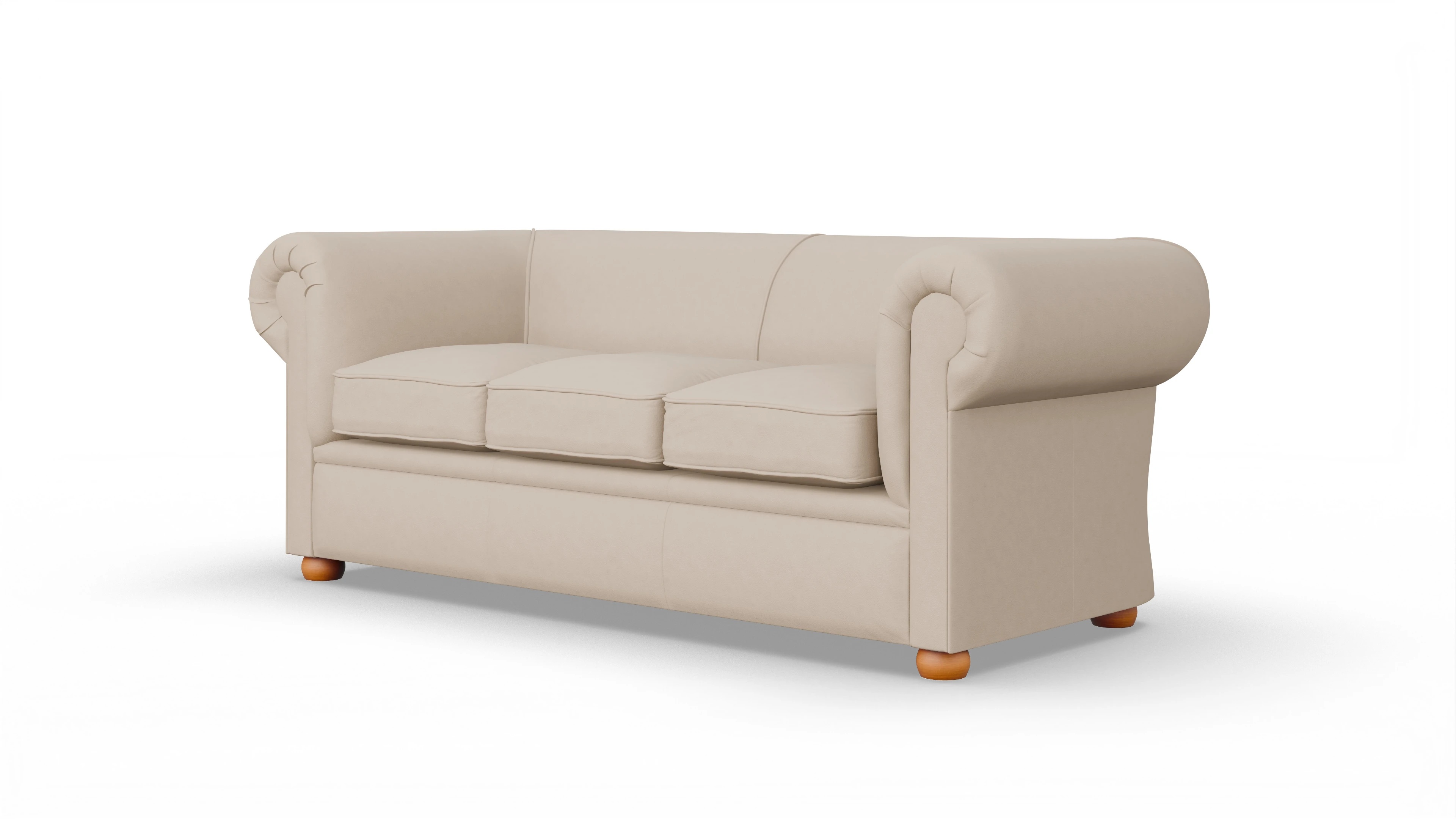 Chesterfield Couch Brendon Ansicht des Produktes Brendon 3-Sitzer in Leder beige