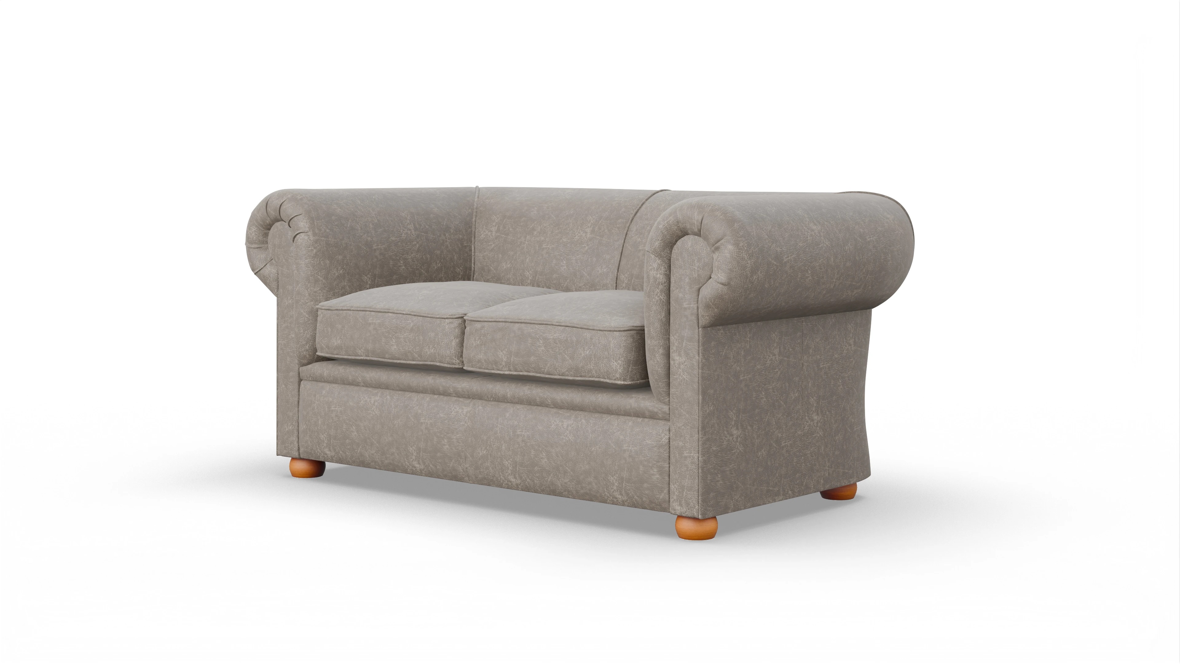 Chesterfield Couch Brendon Ansicht des Produktes Brendon 2-Sitzer in Leder grau