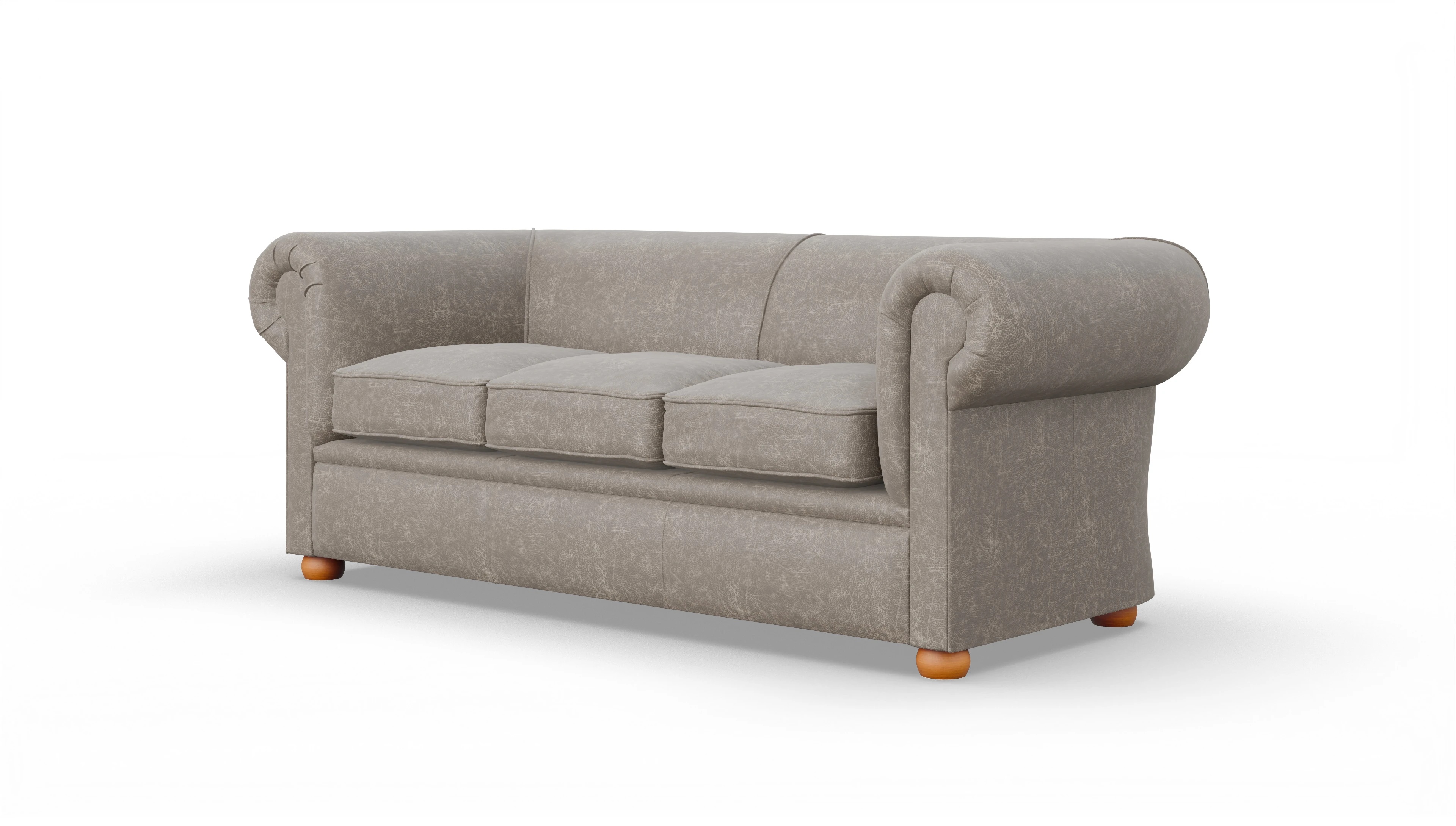 Chesterfield Couch Brendon Ansicht des Produktes Brendon 3-Sitzer in Leder grau