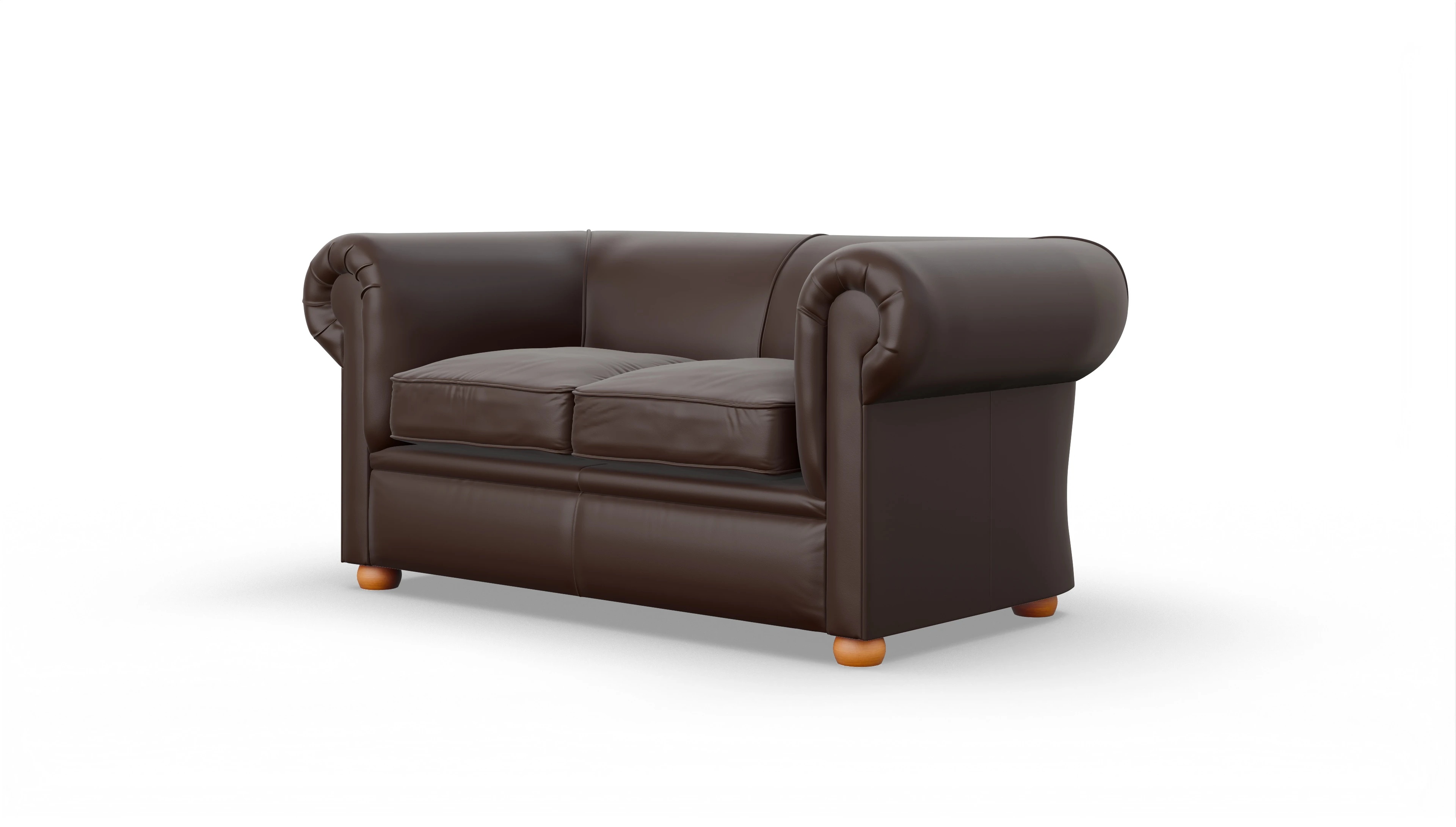Chesterfield Couch Brendon Ansicht des Produktes Brendon 2-Sitzer in Leder braun