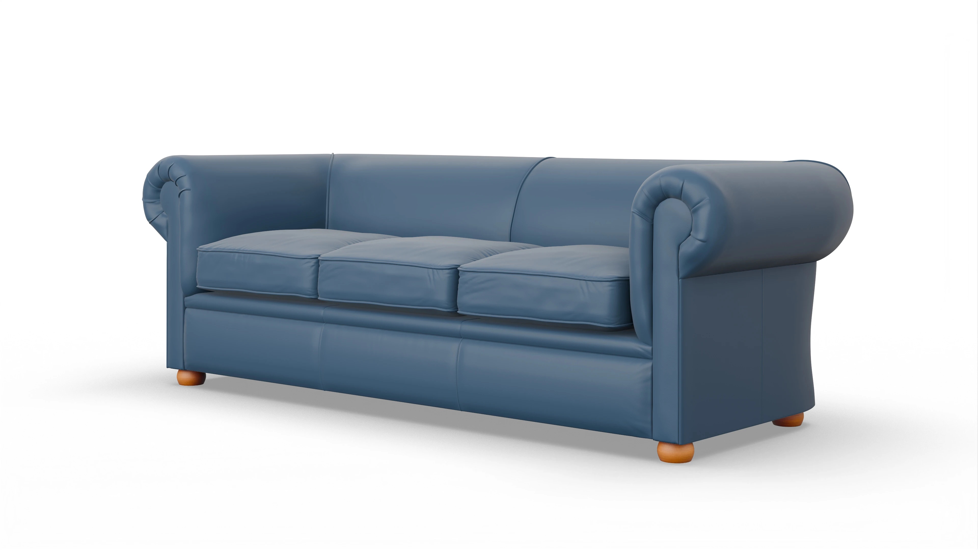 Chesterfield Couch Brendon Ansicht des Produktes Brendon 3,5-Sitzer in Leder blau