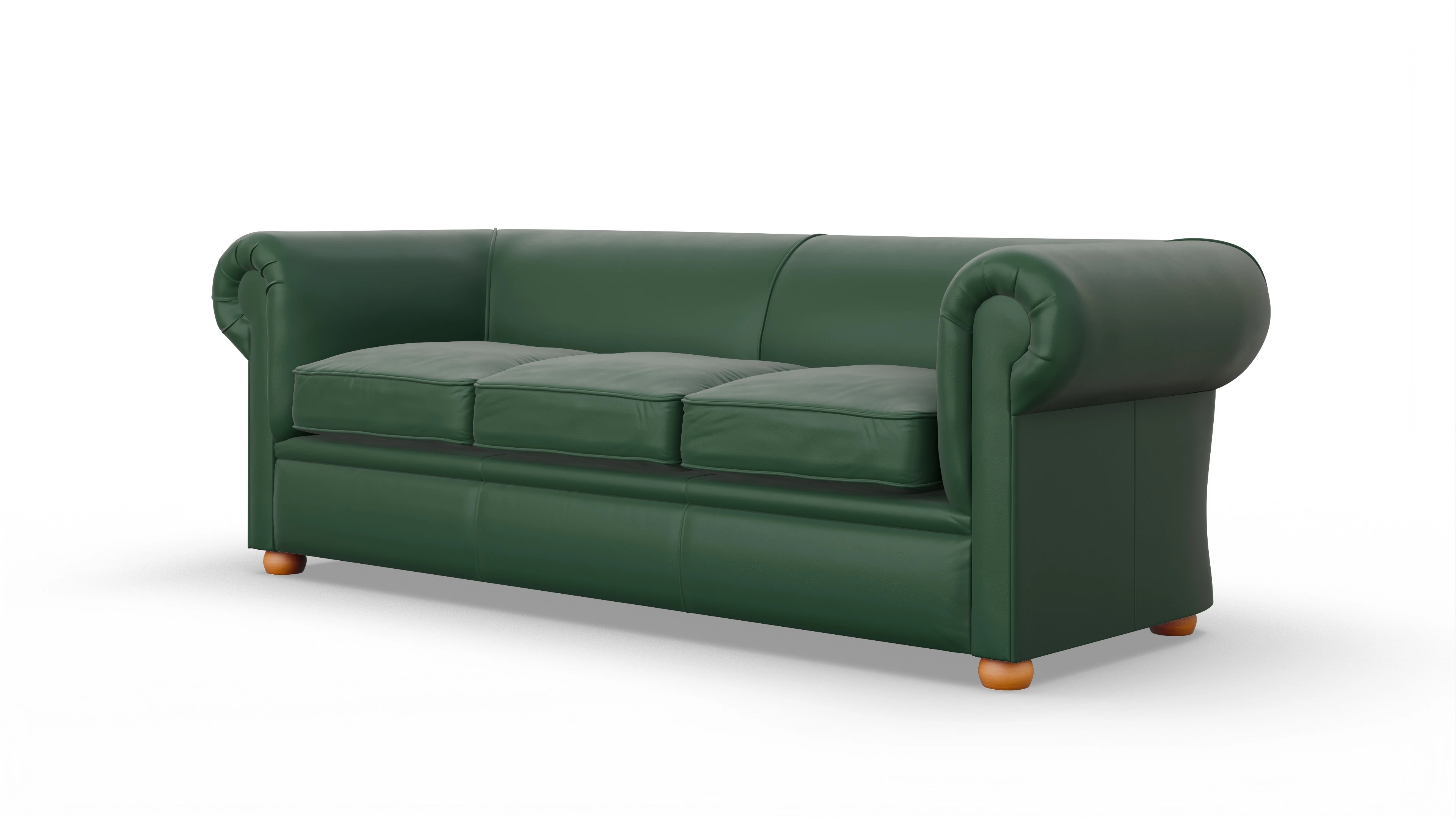 Chesterfield Couch Brendon Ansicht des Produktes Brendon 3,5-Sitzer in Leder grün