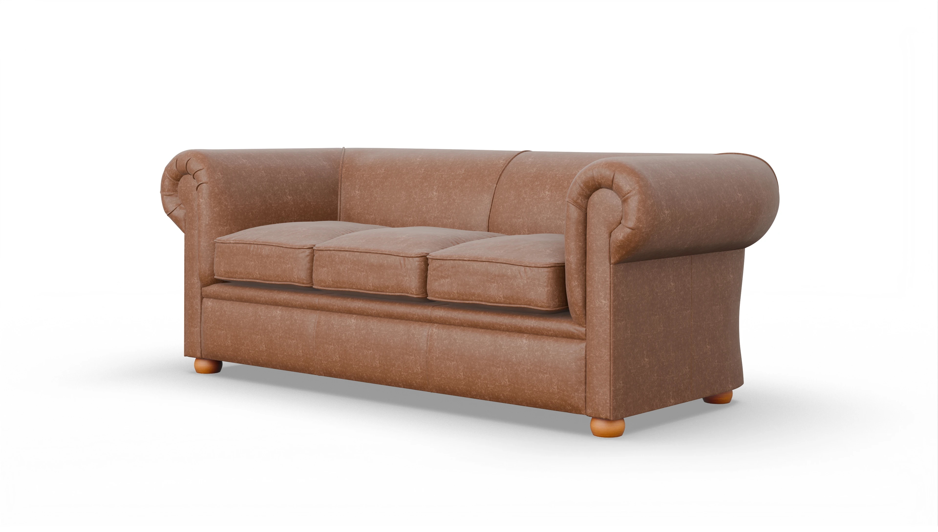 Chesterfield Couch Brendon Ansicht des Produktes Brendon 3-Sitzer in Leder braun