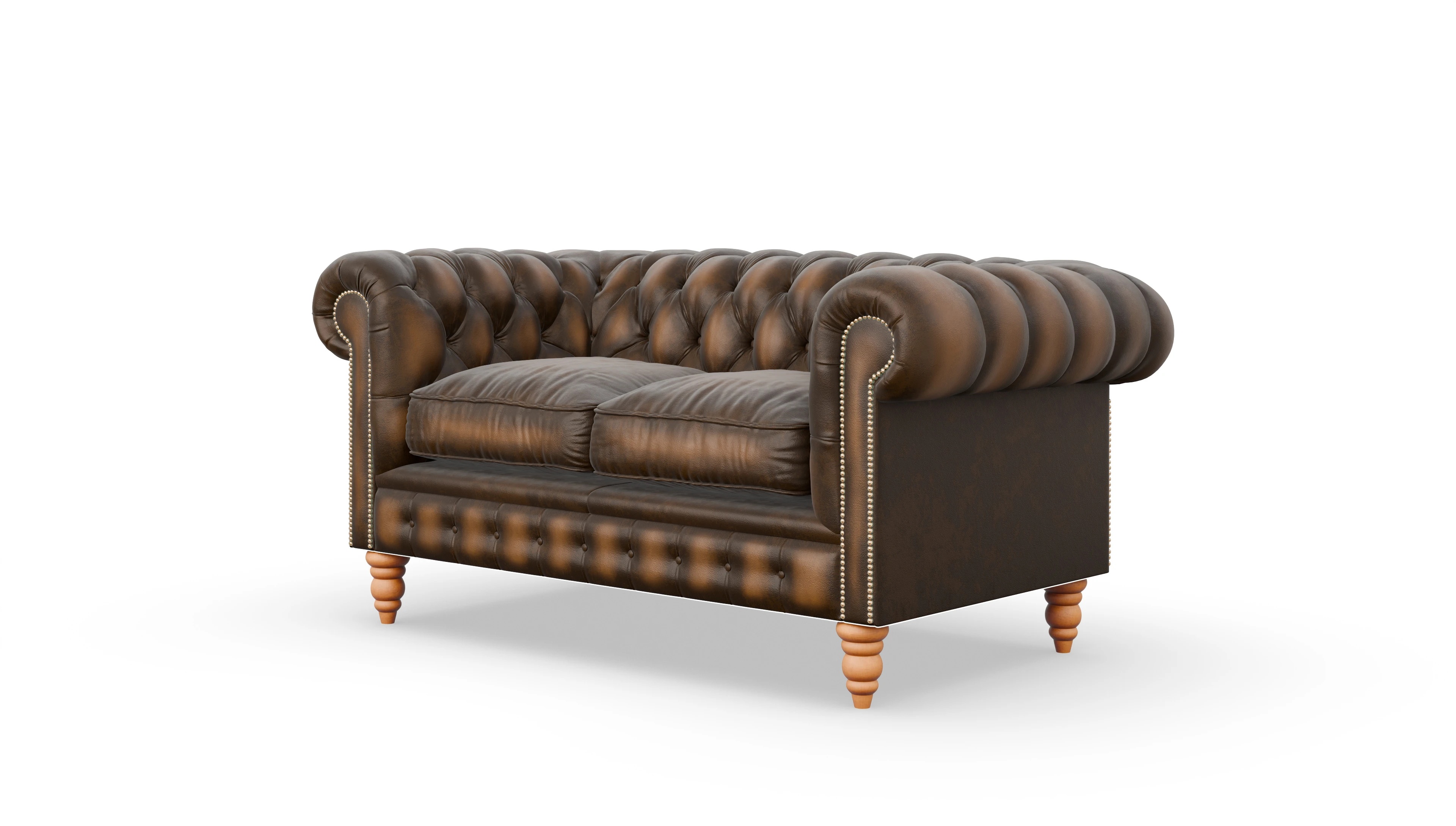 Chesterfield Sofa Bennet Ansicht des Produktes Bennet 2-Sitzer in Leder braun