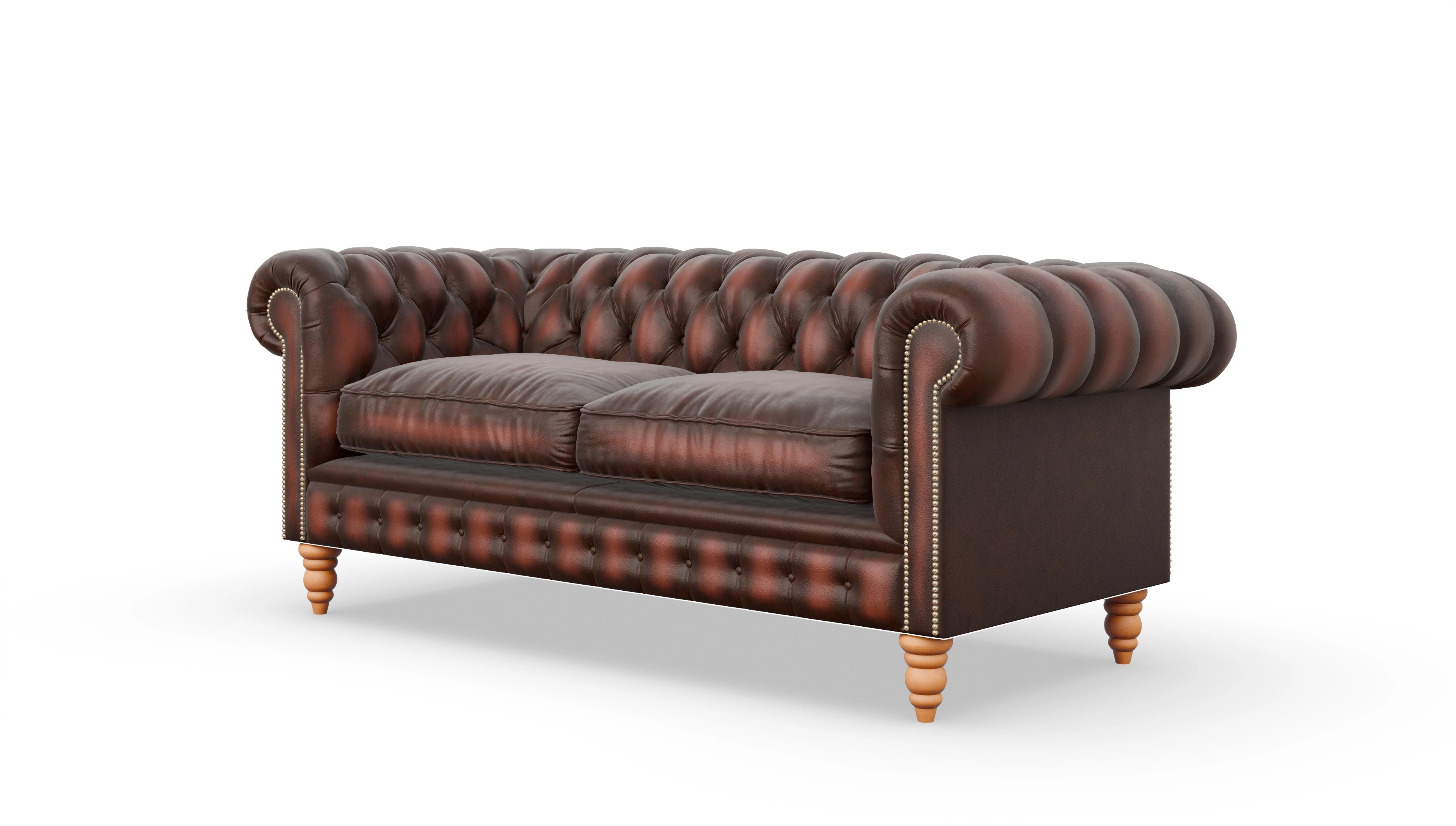 Chesterfield Sofa Bennet Ansicht des Produktes Bennet 3-Sitzer in Leder rot