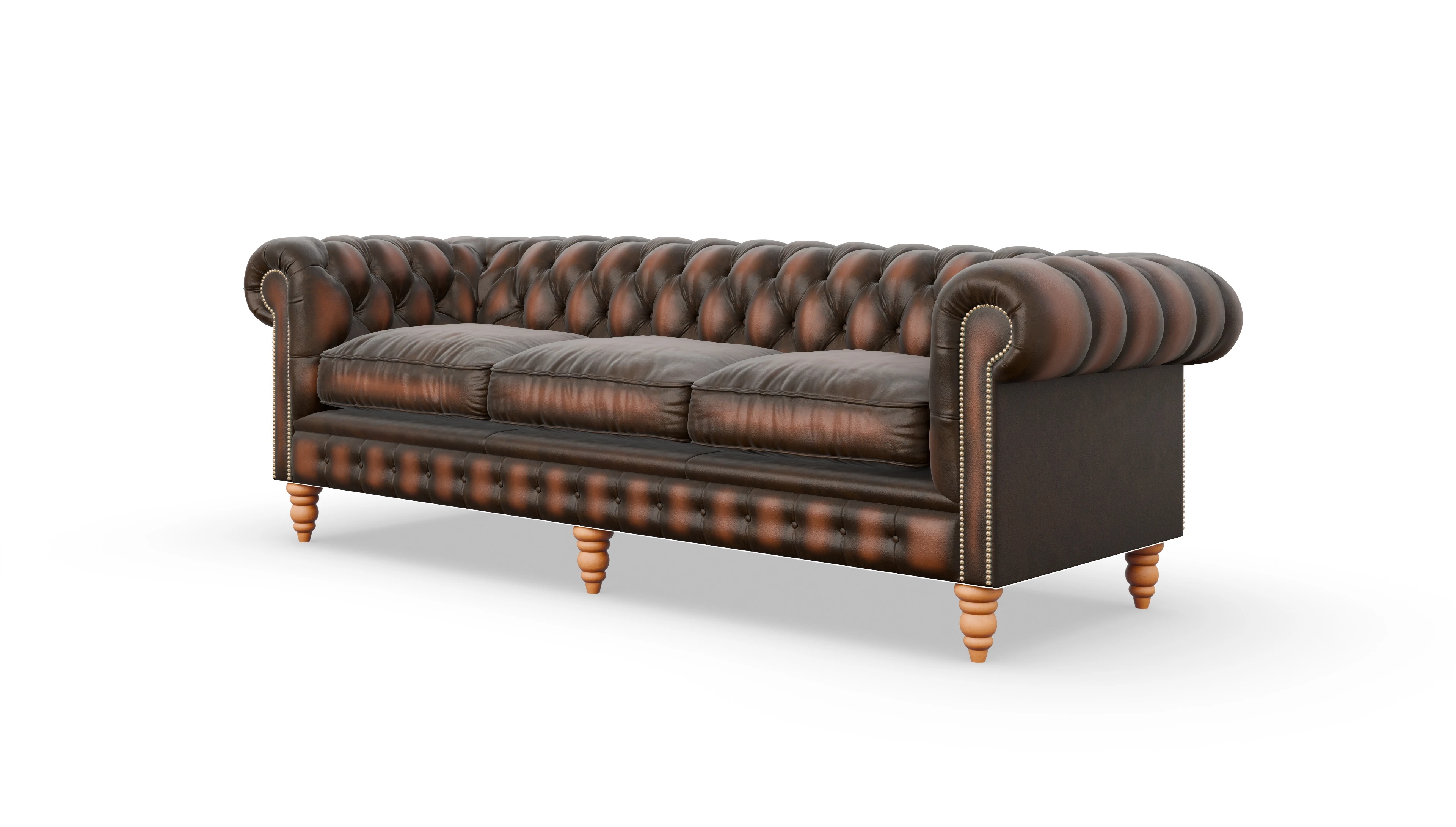 Chesterfield Sofa Bennet Ansicht des Produktes Bennet 4-Sitzer in Leder braun