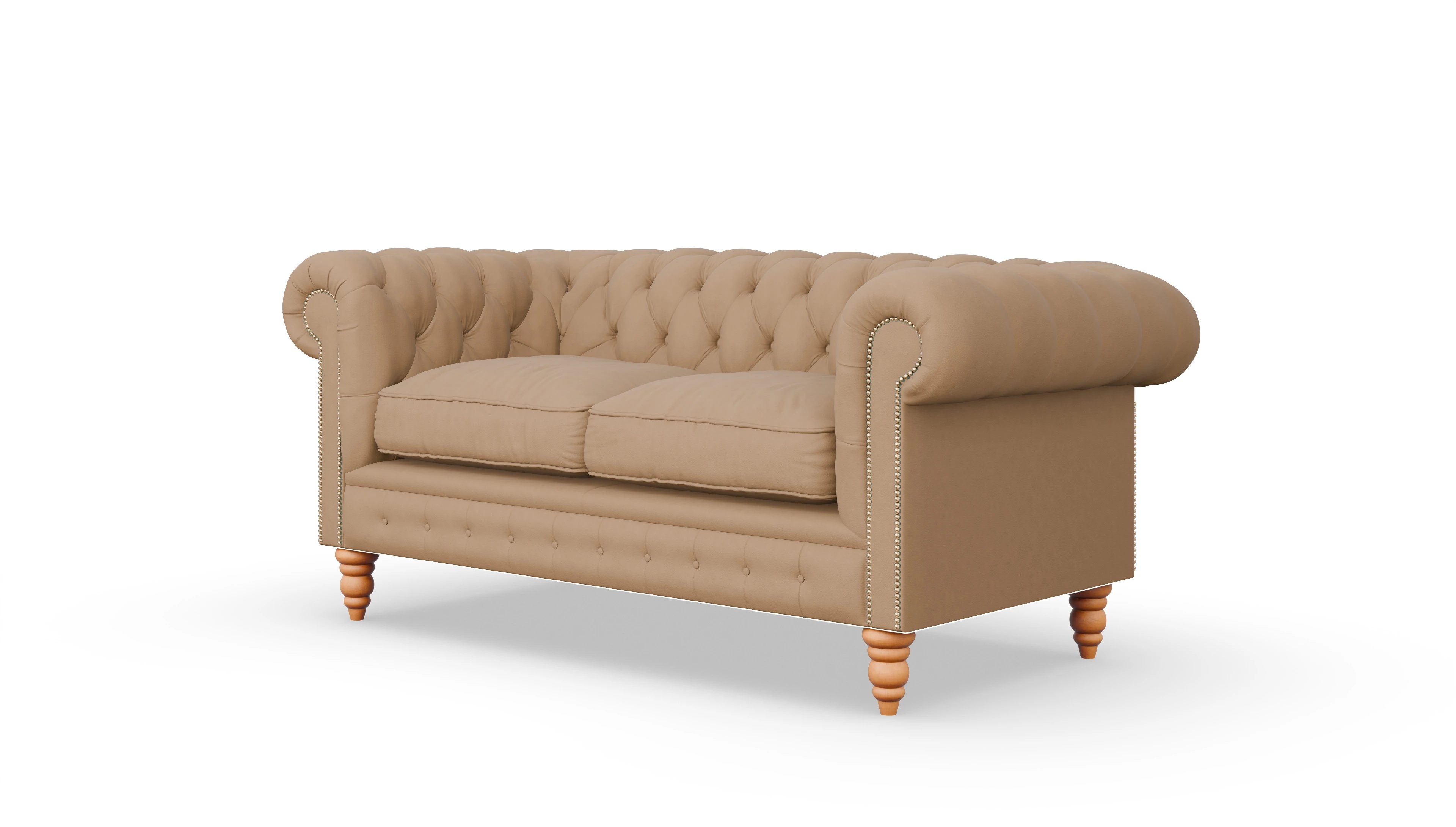 Chesterfield Sofa Bennet Ansicht des Produktes Bennet 2,5-Sitzer in Leder braun