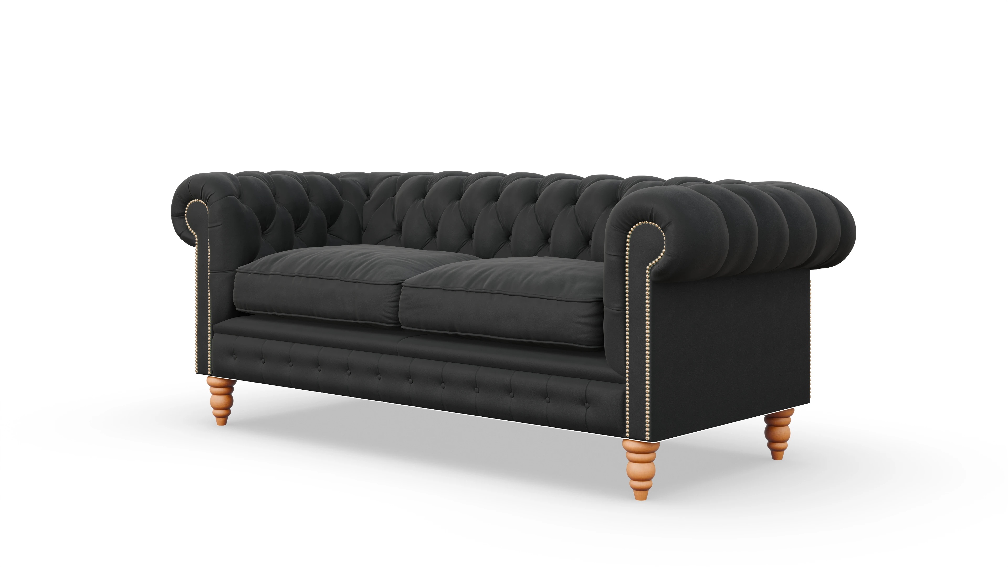 Chesterfield Sofa Bennet Ansicht des Produktes Bennet 3-Sitzer in Leder schwarz